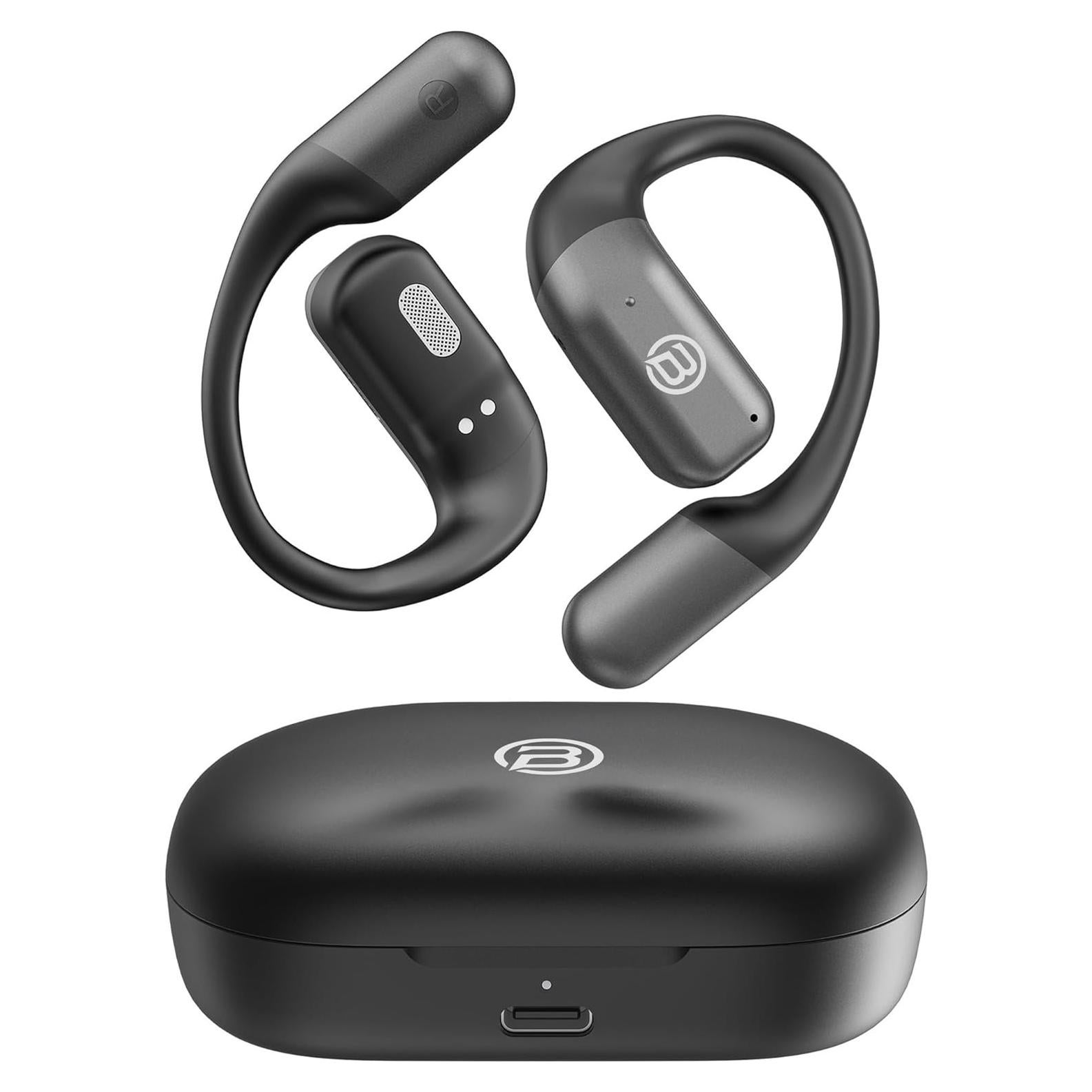 Open Ear Headphones Wireless Earbuds,5.4 Bluetooth Headphones, IPX5 Waterproof Ear Buds for Running Workout Cycling Gift(Black)