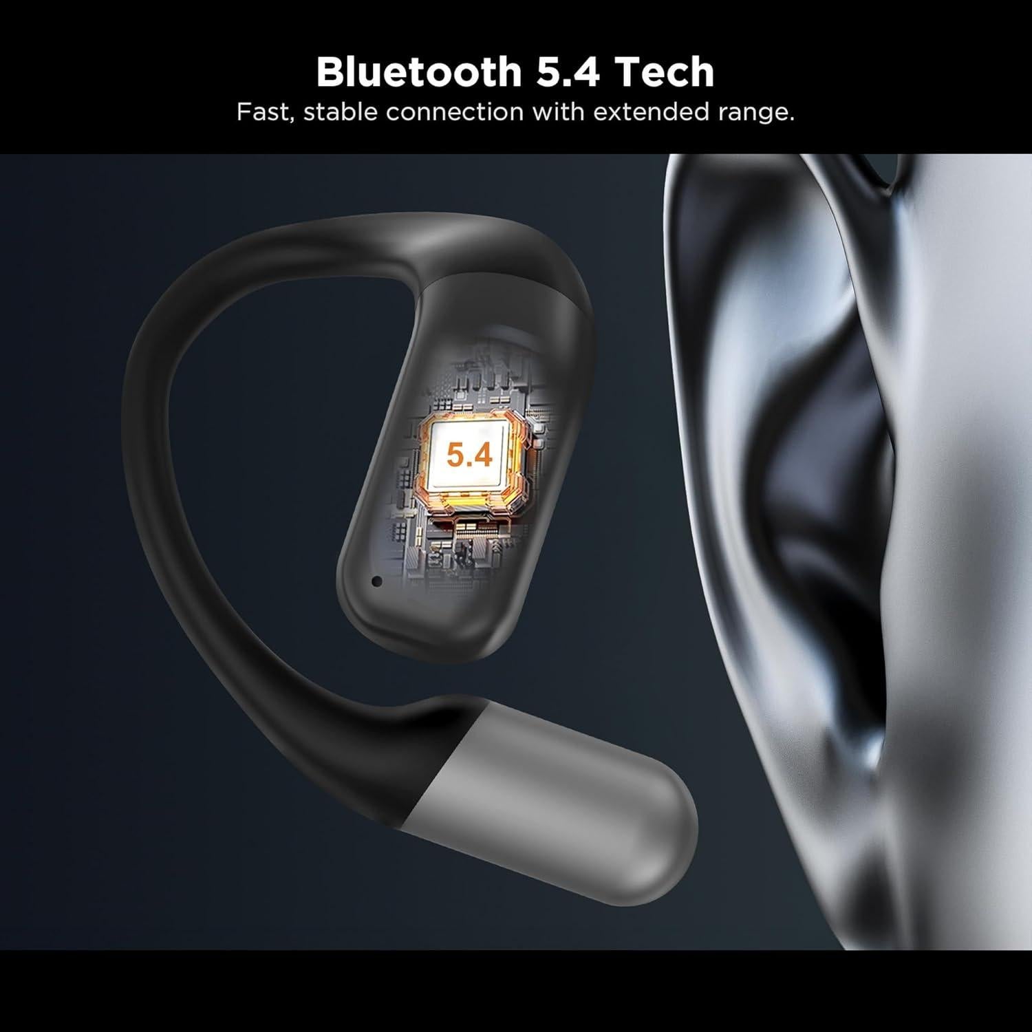 Open Ear Headphones Wireless Earbuds,5.4 Bluetooth Headphones, IPX5 Waterproof Ear Buds for Running Workout Cycling Gift(Black)