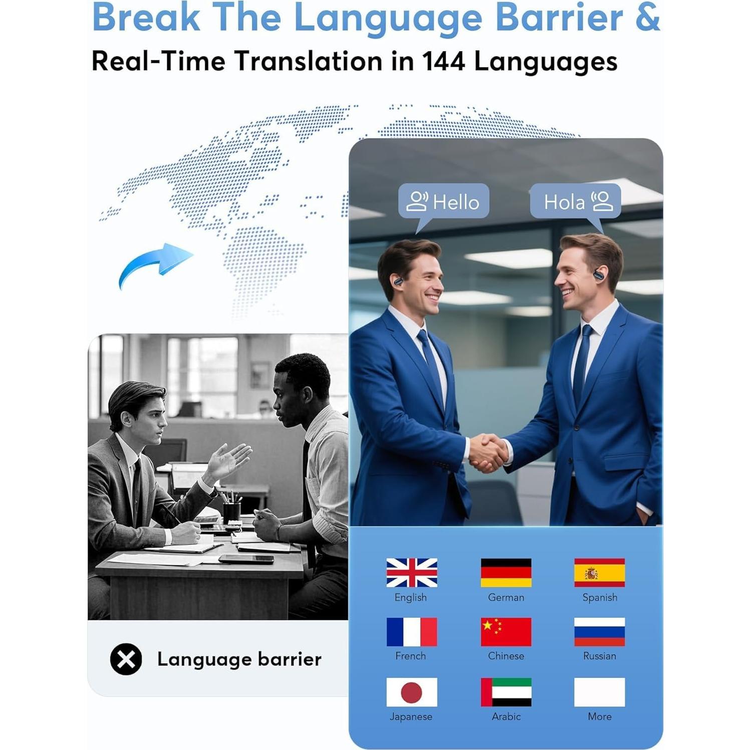 Auriculares Bluetooth KOSERNT YYK-MQO30 con Traducción AI 144 Idiomas