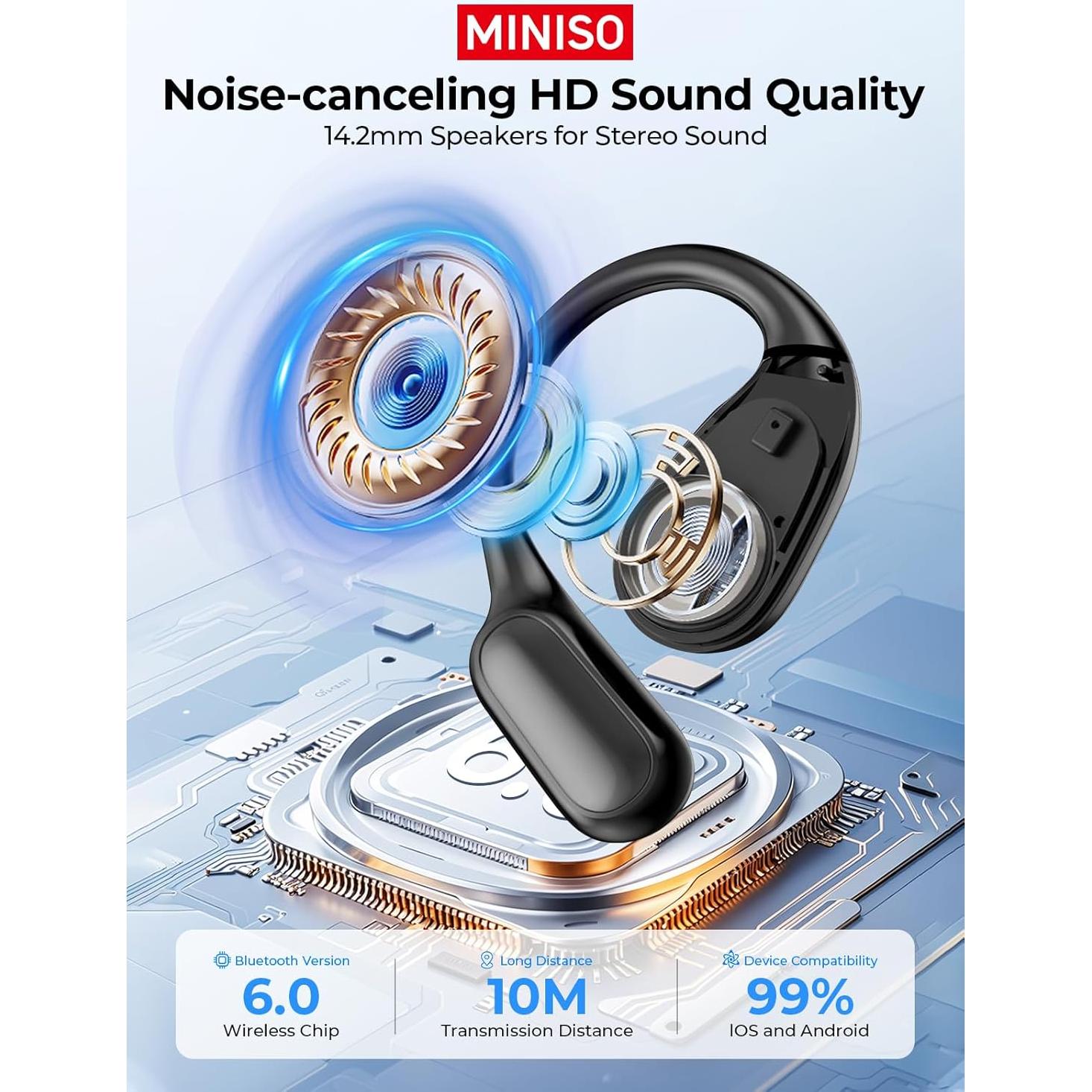 Auriculares Traductores MINISO MS190, Bluetooth 6.0, 135 Idiomas