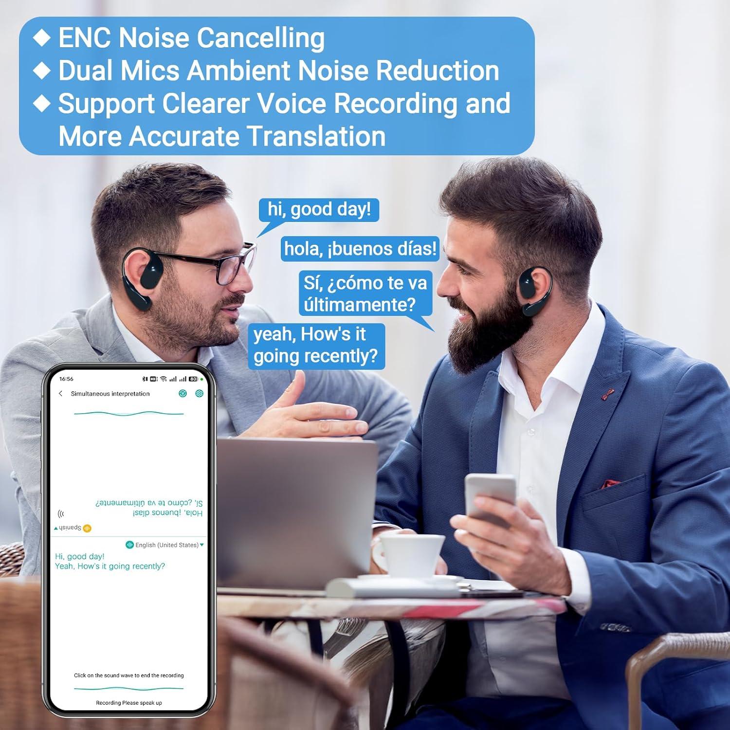 Auriculares Traductores AI Souroyea TE-101 - 150 Idiomas, 10H Batería