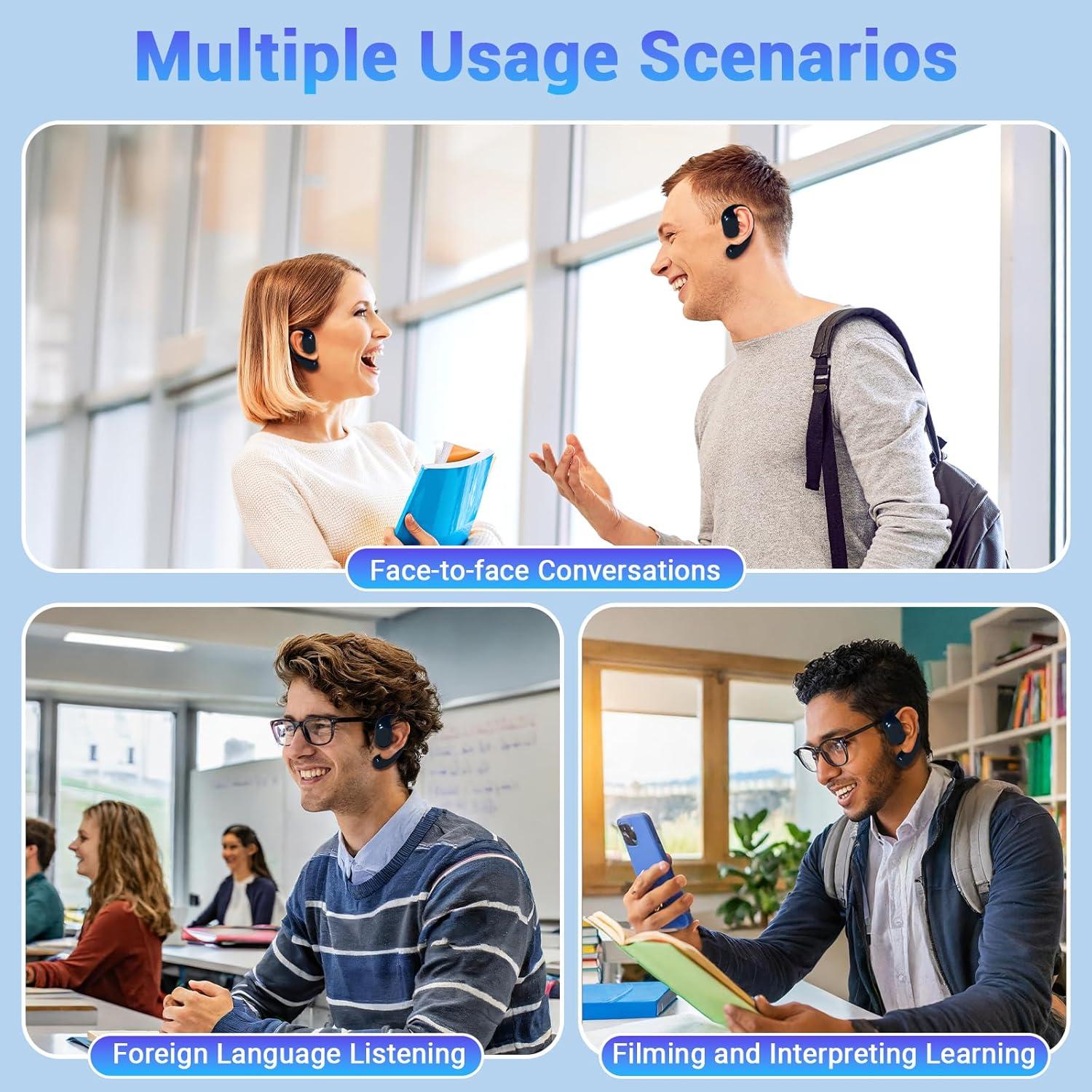 Auriculares Traductores AI Souroyea TE-101 - 150 Idiomas, 10H Batería