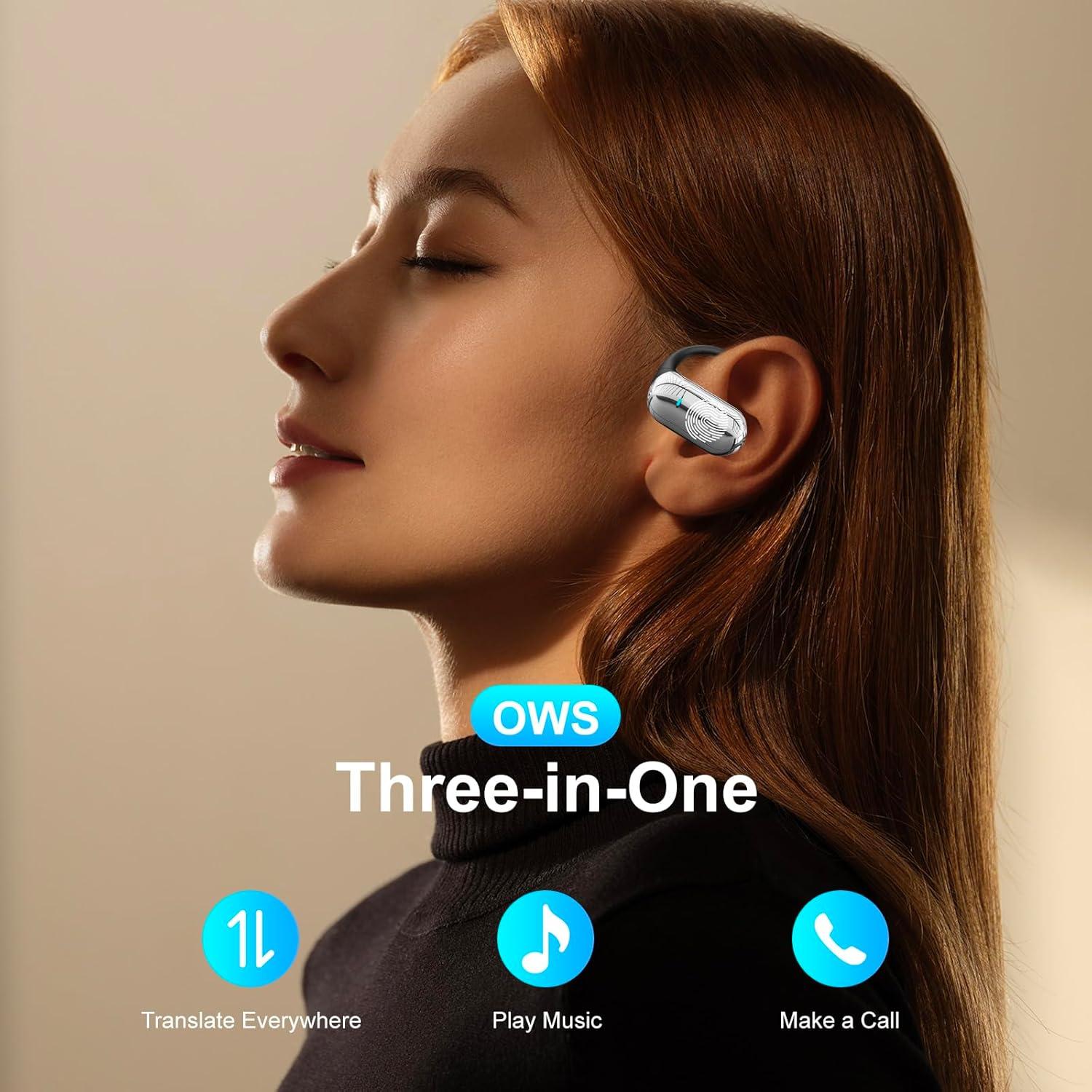 AI Language Translator Earbuds,OWS 3 in 1 Translation Earbuds Real Time 150 Languages& Accents&10 Language Offline Pack,Black