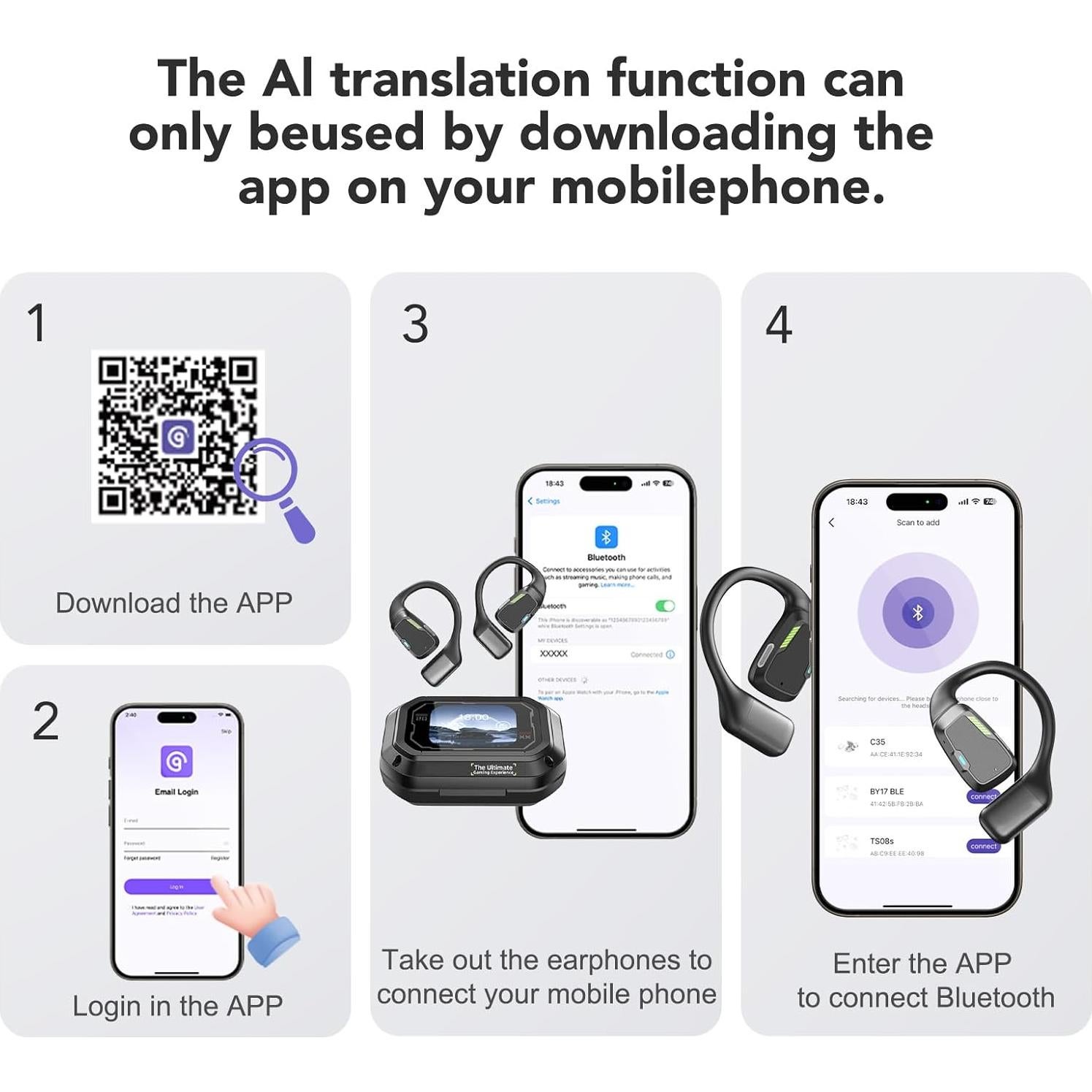 Auriculares Traductores ERAZER XP6 Bluetooth AI 135 Idiomas