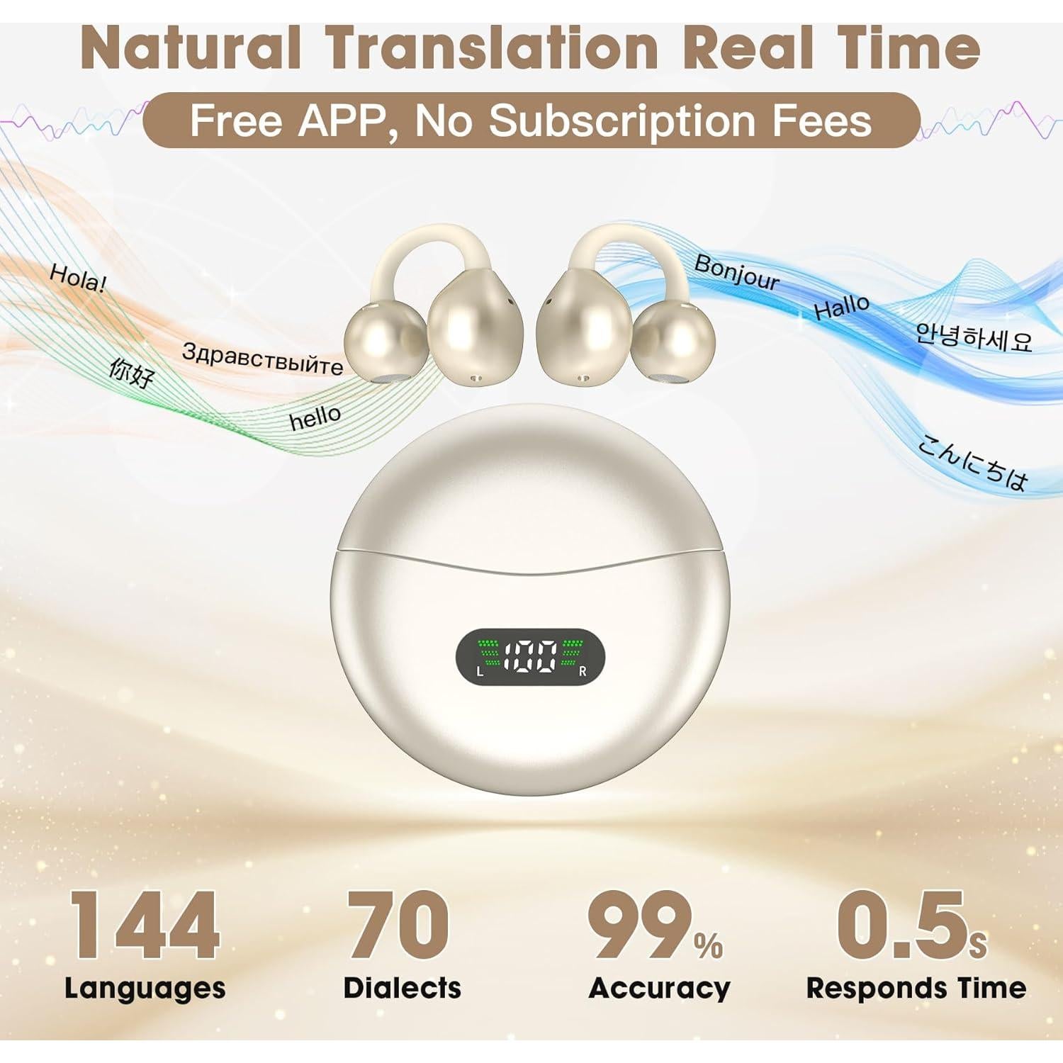 Auriculares Traductores Inalámbricos Yukee AI 144 Idiomas