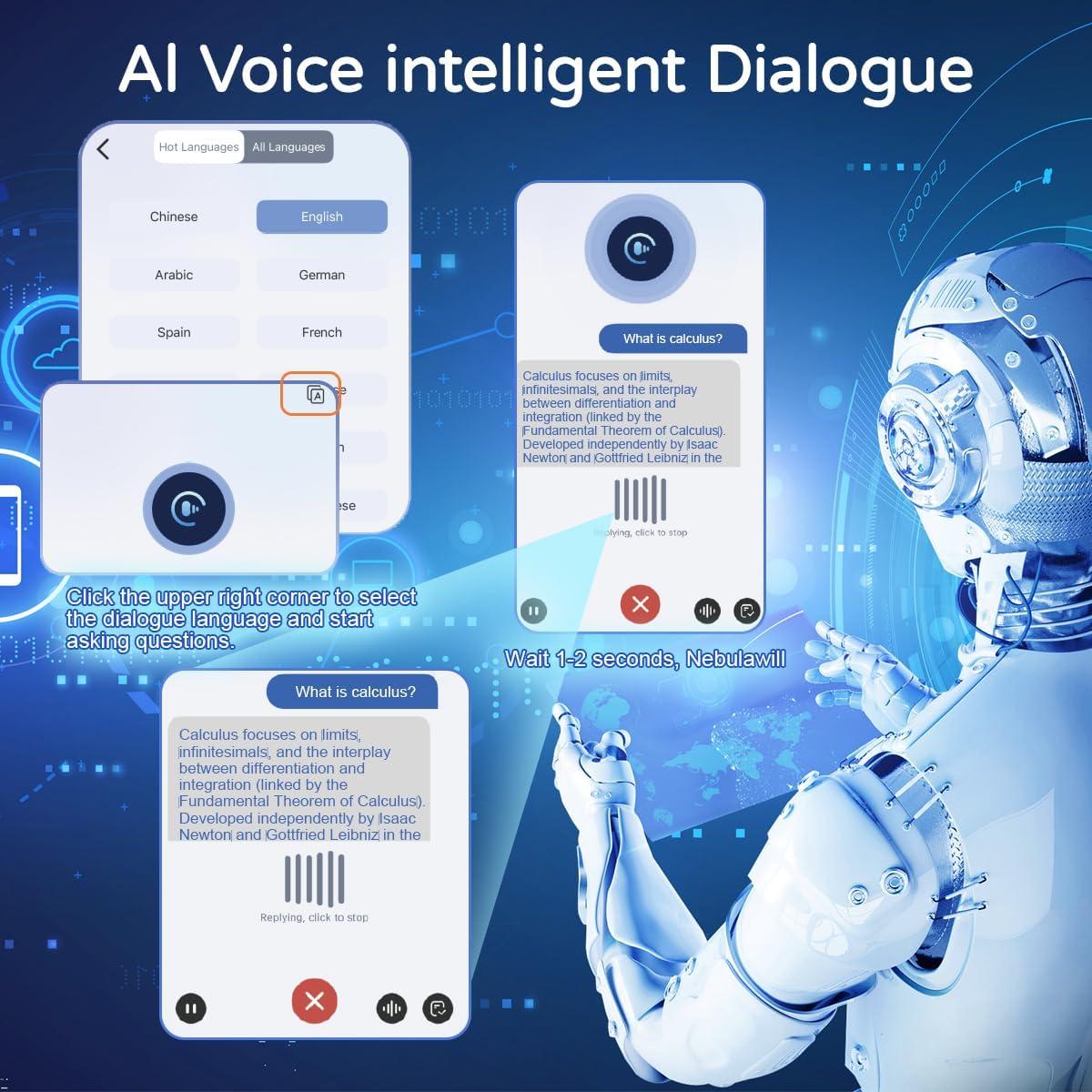 Auriculares de Traducción AI Gyreuni Q6S-PRO Azul LCD Bluetooth