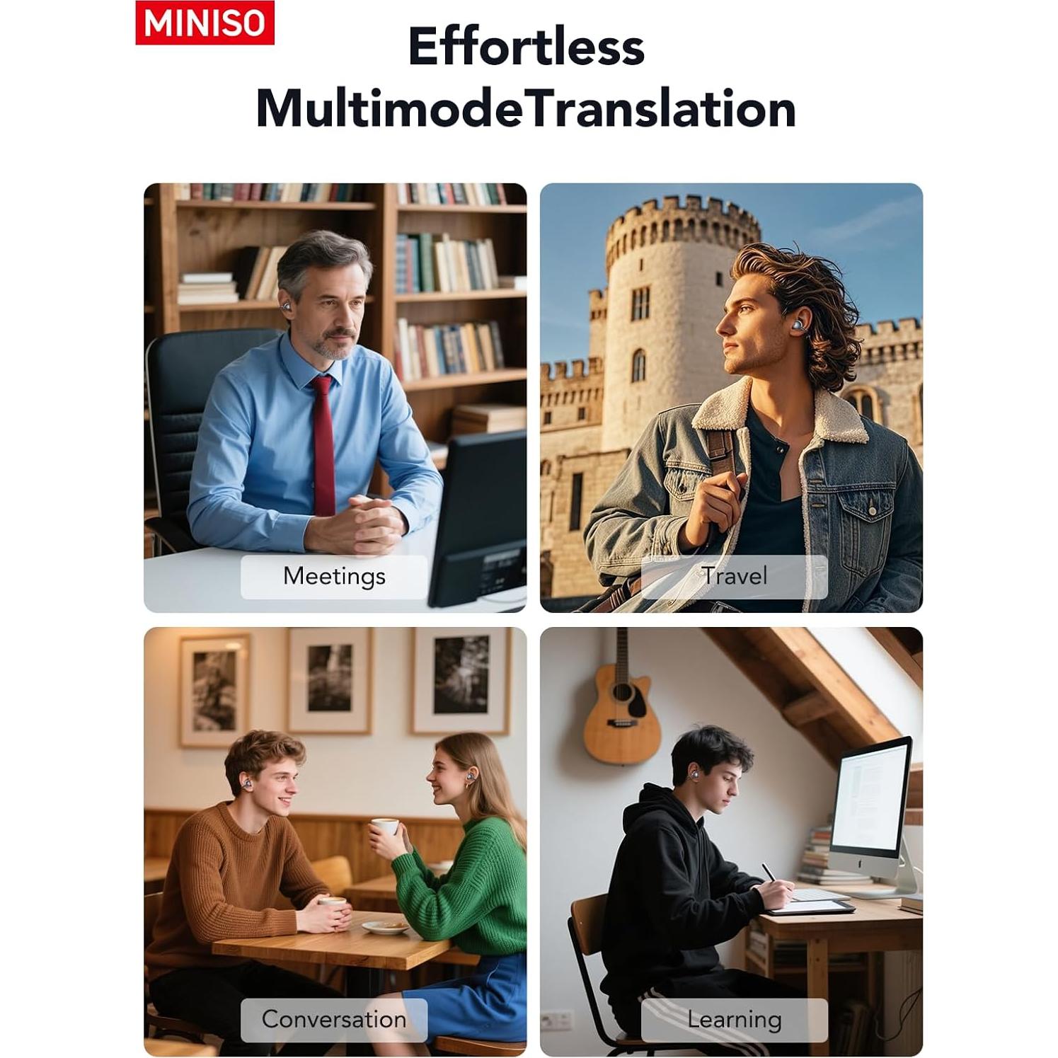 Auriculares de Traducción AI MINISO MS199, Bluetooth 6.0, 60h