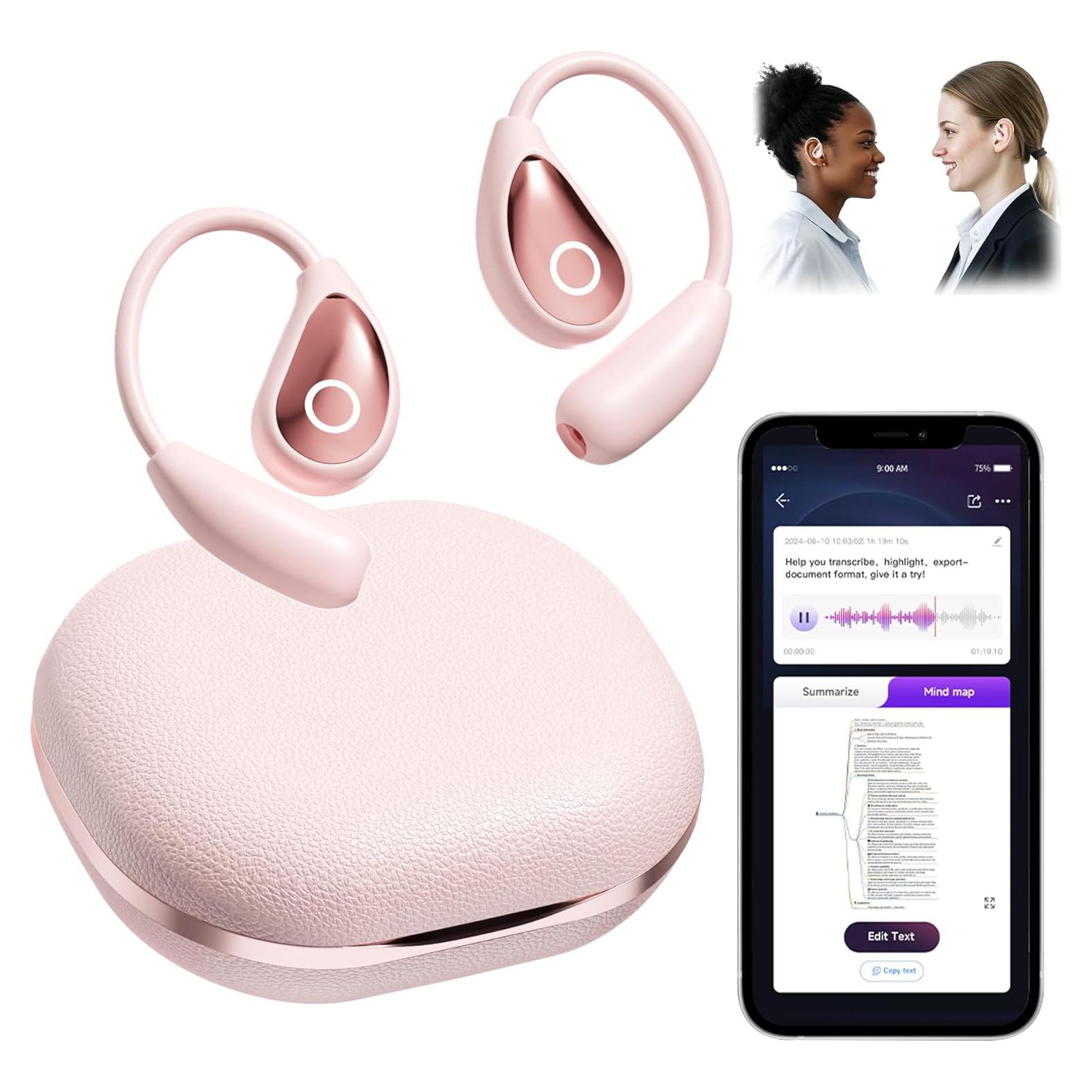 Auriculares Traductores AI OEQ Rosa - Tiempo Real, 100 Idiomas