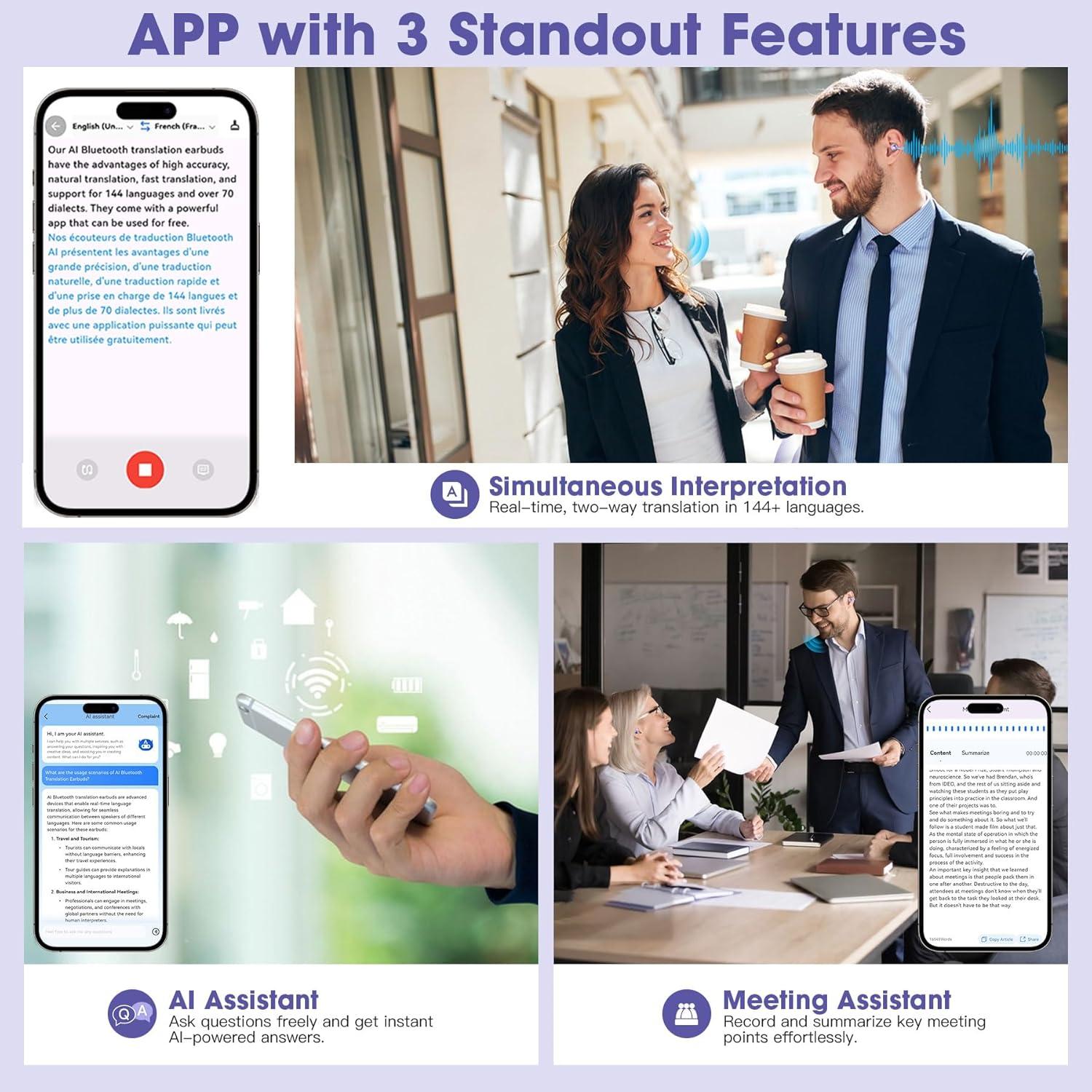 Auriculares Traductores AI M79 Inalámbricos 144 Idiomas