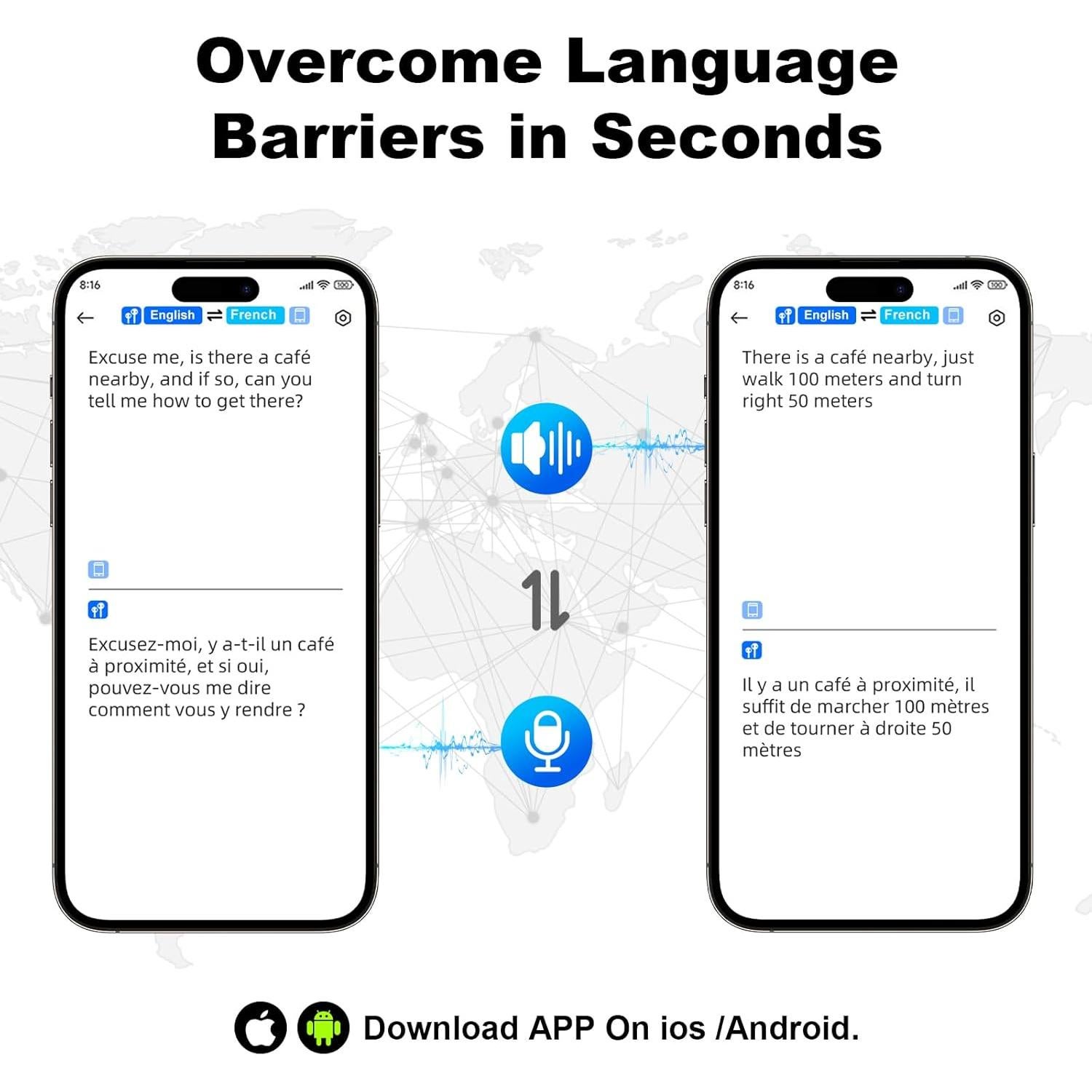 AI Translation Earbuds Real Time, Language Translator Earbuds 145 Languages & 8 Offline, 3 in 1 Spanish Translating Earbud, Translate Headphones for iOS Android, Travel Ear Bud Translator Device