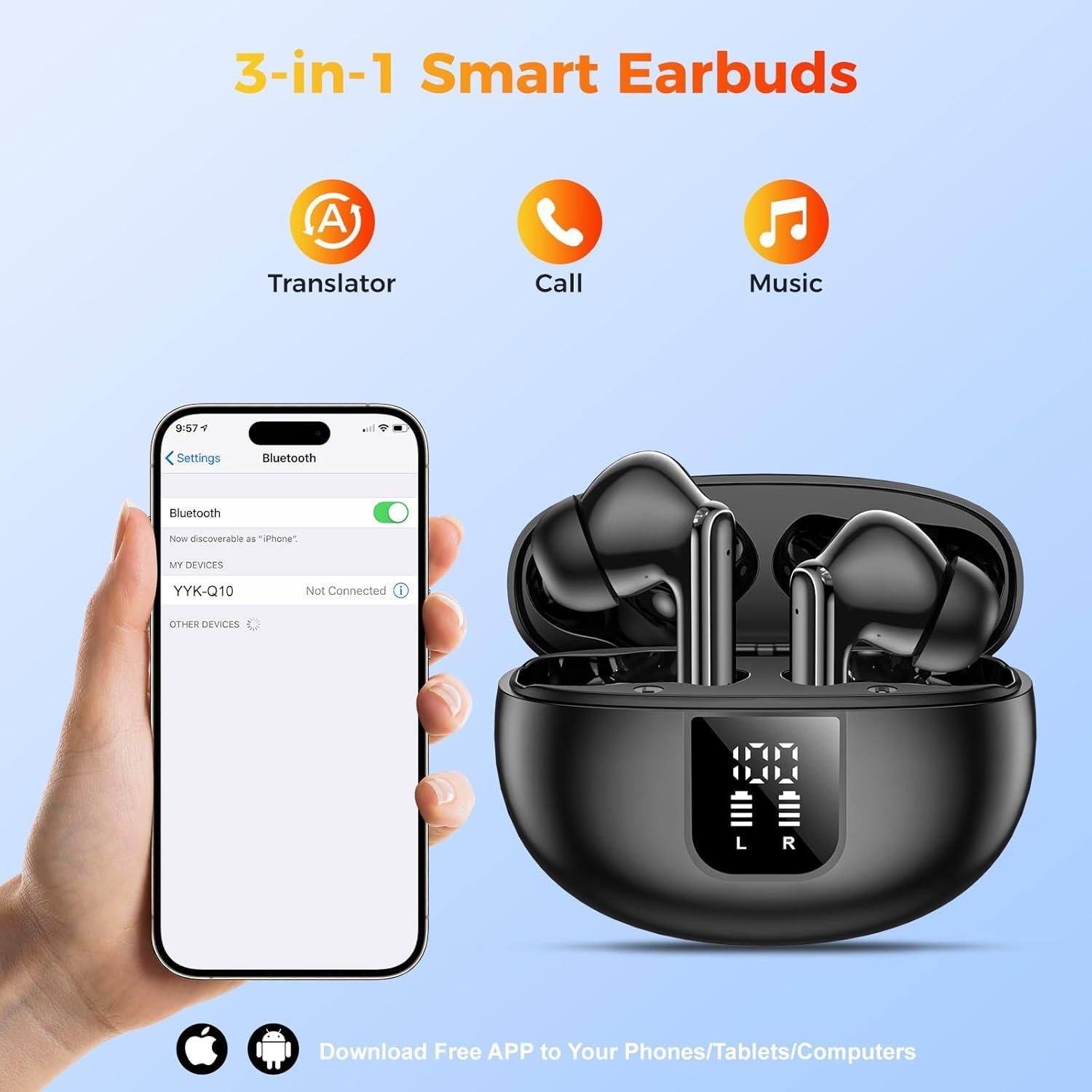 Auriculares Inalámbricos RENGAC Q10 con Traducción AI 150 Idiomas