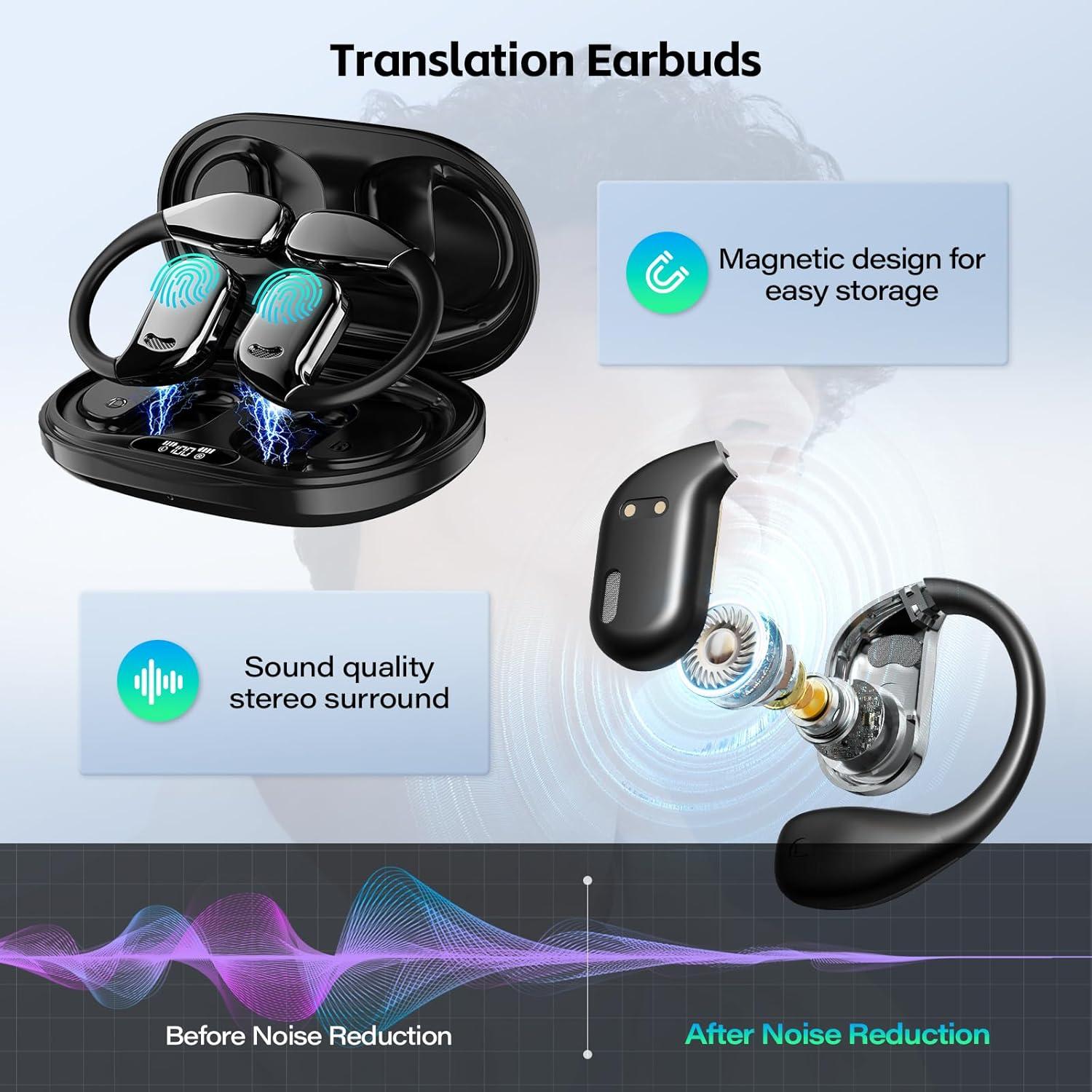 Auriculares Traductores BNXIANG 5 en 1 con IA, 144 Idiomas