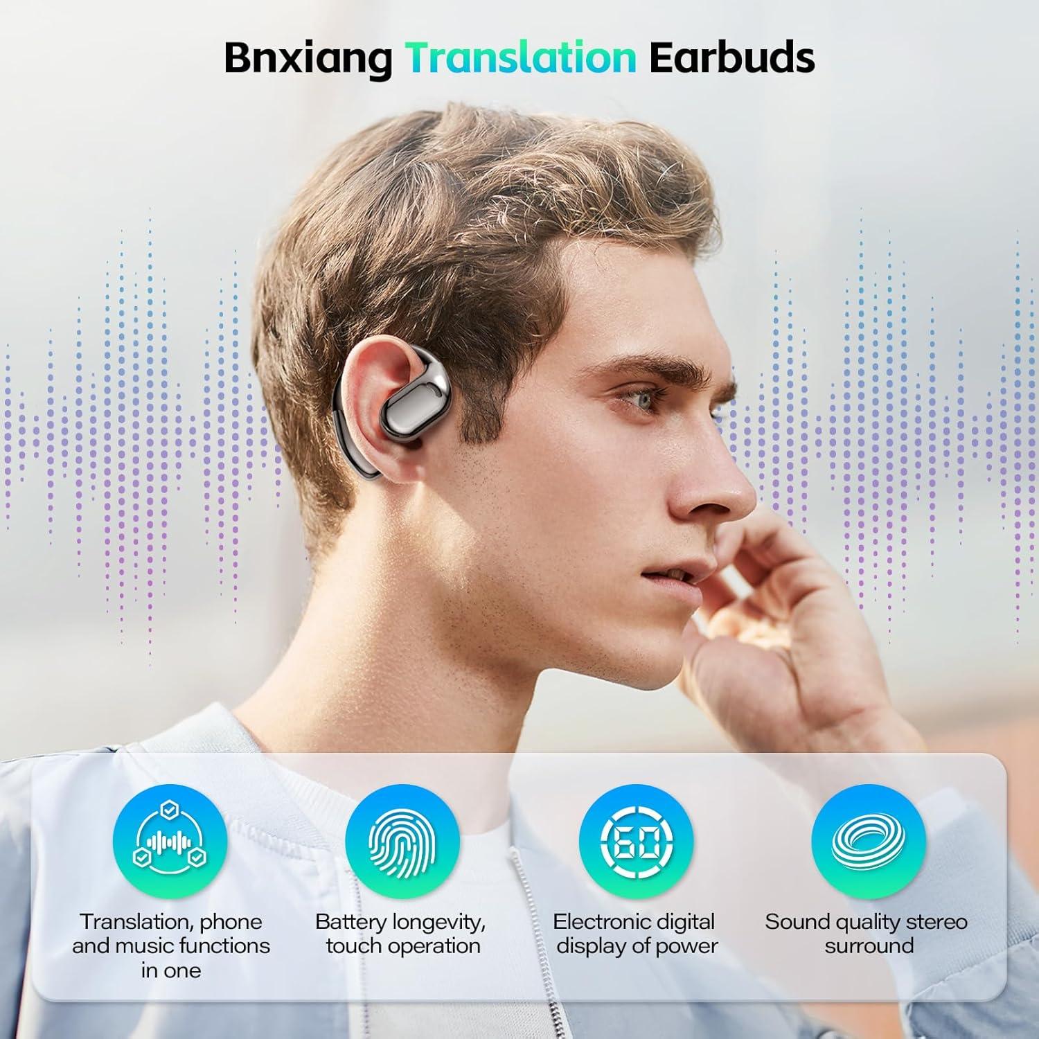 Auriculares Traductores BNXIANG 5 en 1 con IA, 144 Idiomas