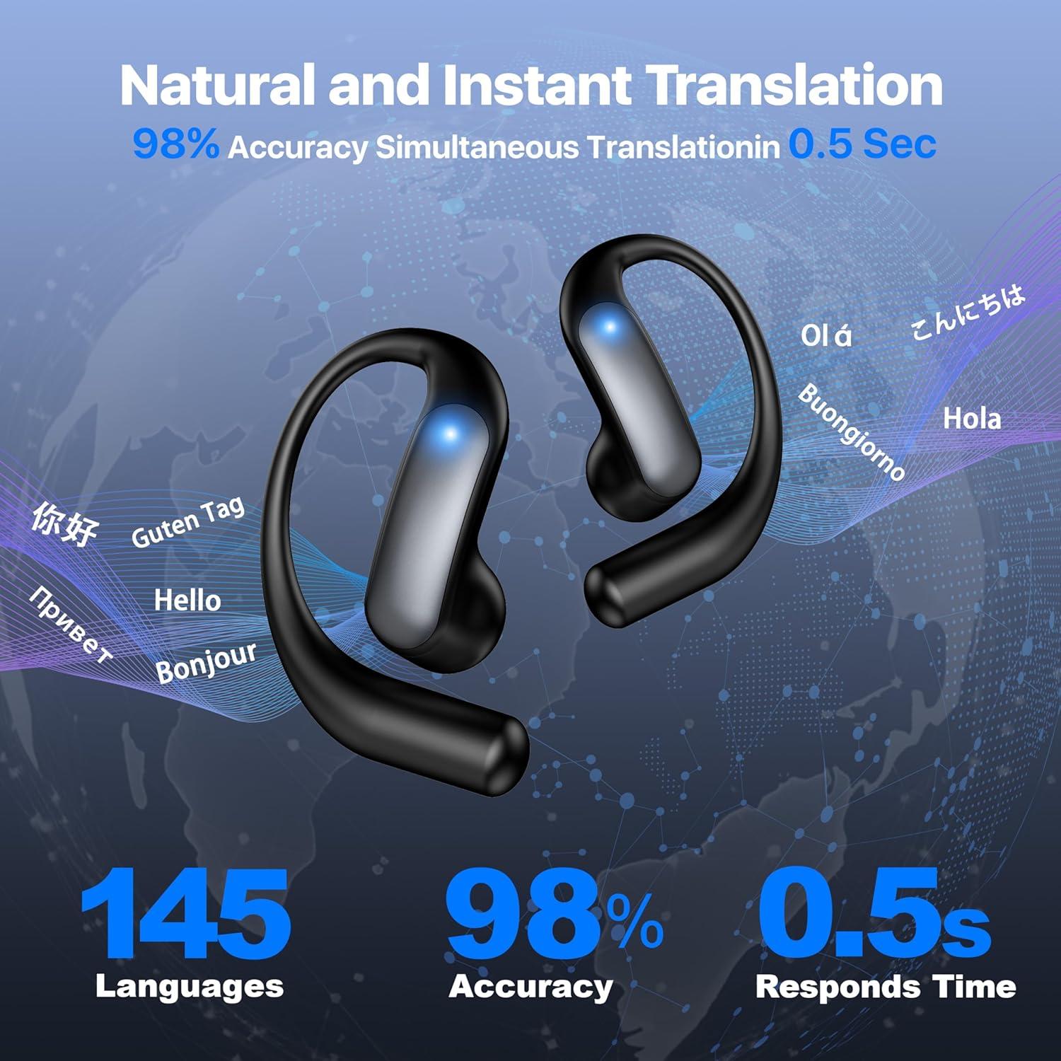Auriculares Traductores OWS AI 145 Idiomas Negro