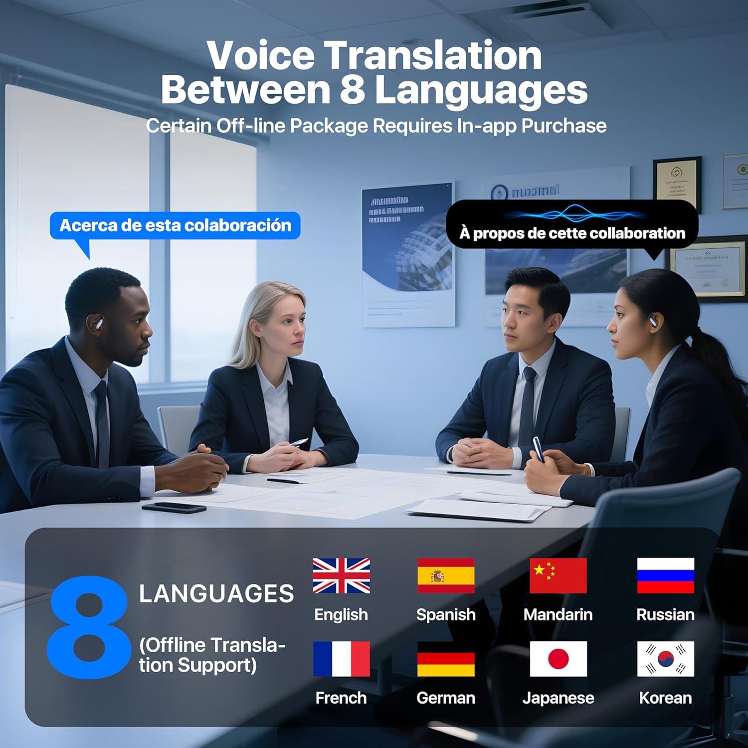 Auriculares Traductores OWS AI 145 Idiomas Negro