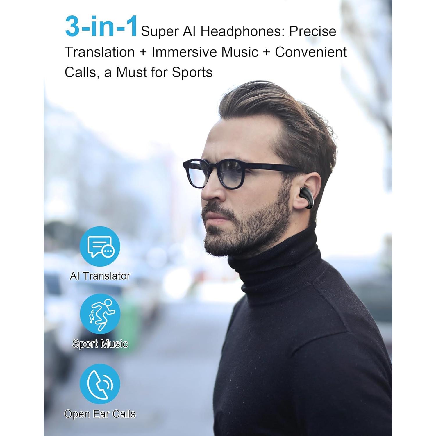 Audífonos Traductores Ouliazo IA - 144 Idiomas, Bluetooth 5.4