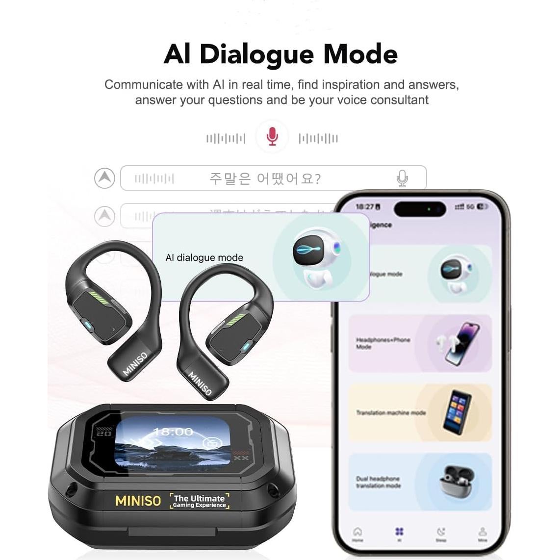 Auriculares Traductores MINISO M98 AI 135 Idiomas Bluetooth