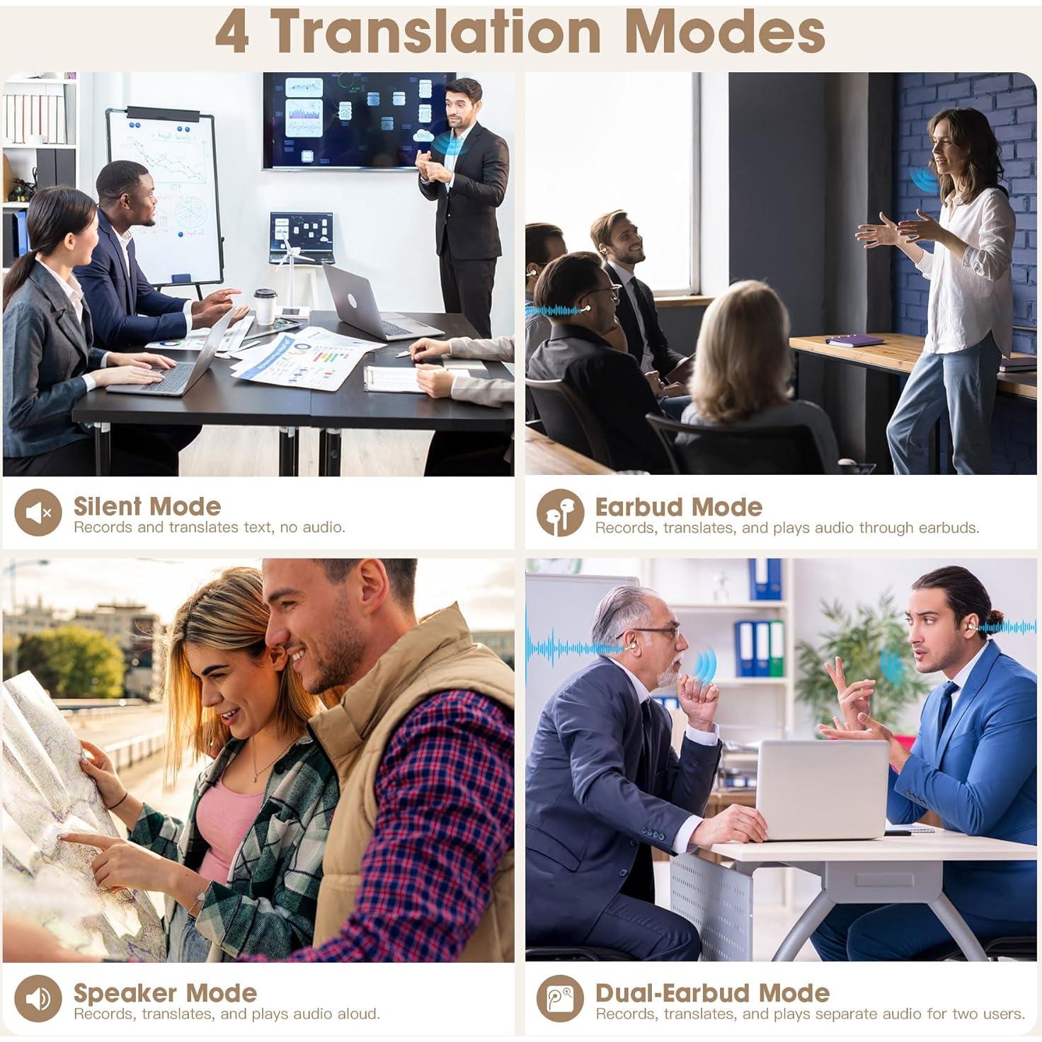 Yukee AI Translation Earbuds Real Time W/Free APP, 144 Languages Bluetooth Translator Earbuds for iOS Android, Wireless Bluetooth AI Headphones Language Translation for Business Travel Learning