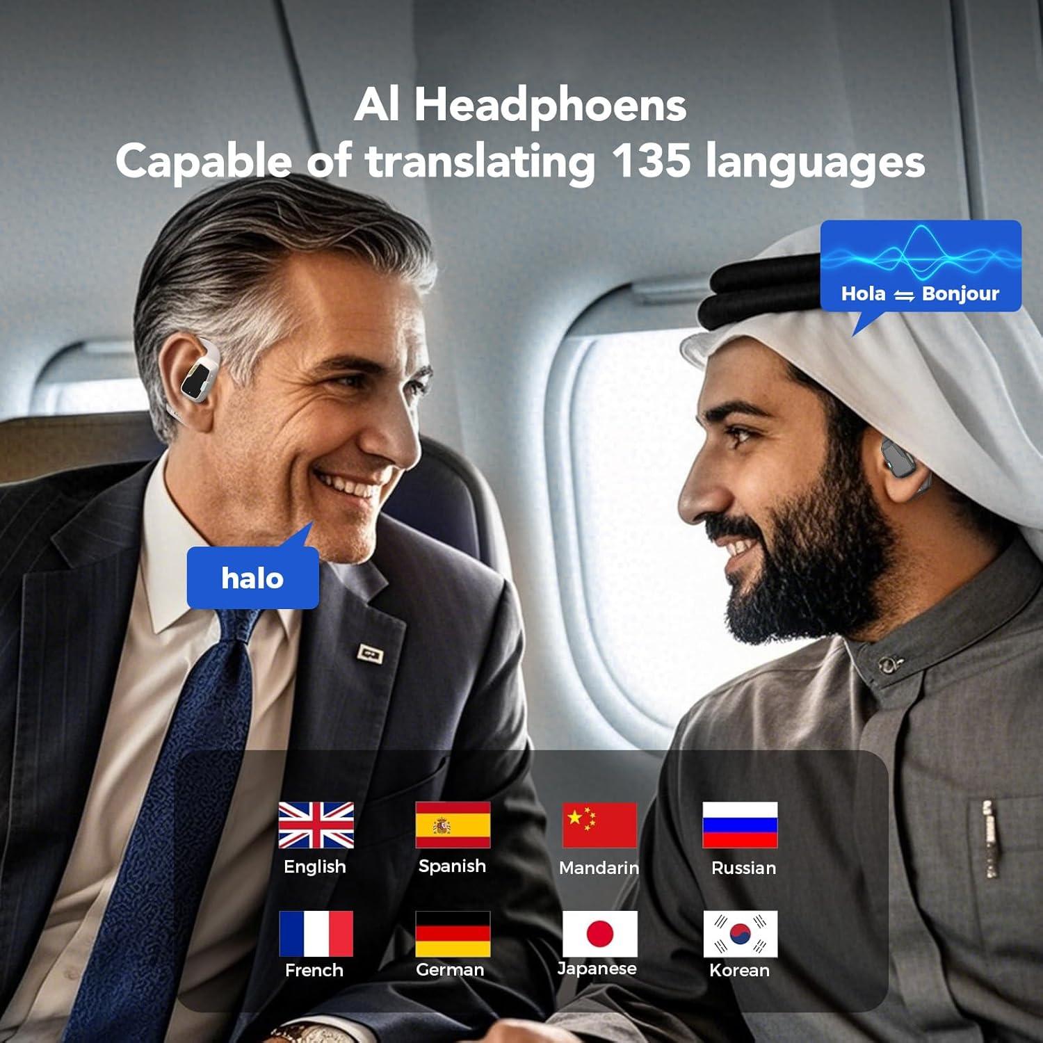 ERAZER XP6 AI Translation Earbuds Real Time, 3-in-1 Bluetooth 5.4 Language Translator Earbuds for 135 Languages, fit iOS&Android, Two-Way Translator Device with APP for Travel Business Learning
