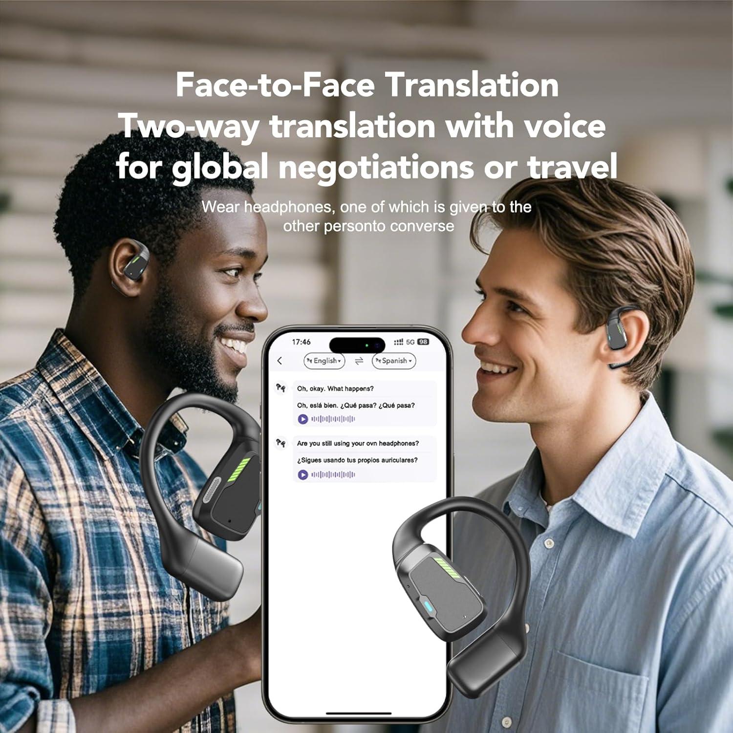 ERAZER XP6 AI Translation Earbuds Real Time, 3-in-1 Bluetooth 5.4 Language Translator Earbuds for 135 Languages, fit iOS&Android, Two-Way Translator Device with APP for Travel Business Learning