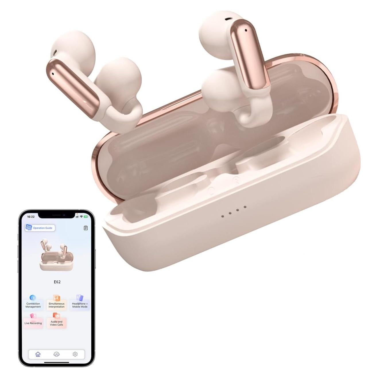 Auriculares de Traducción AI GenXenon Rosa 3-en-1 Bluetooth