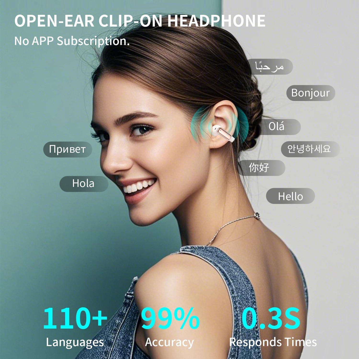 Auriculares de Traducción AI GenXenon Rosa 3-en-1 Bluetooth