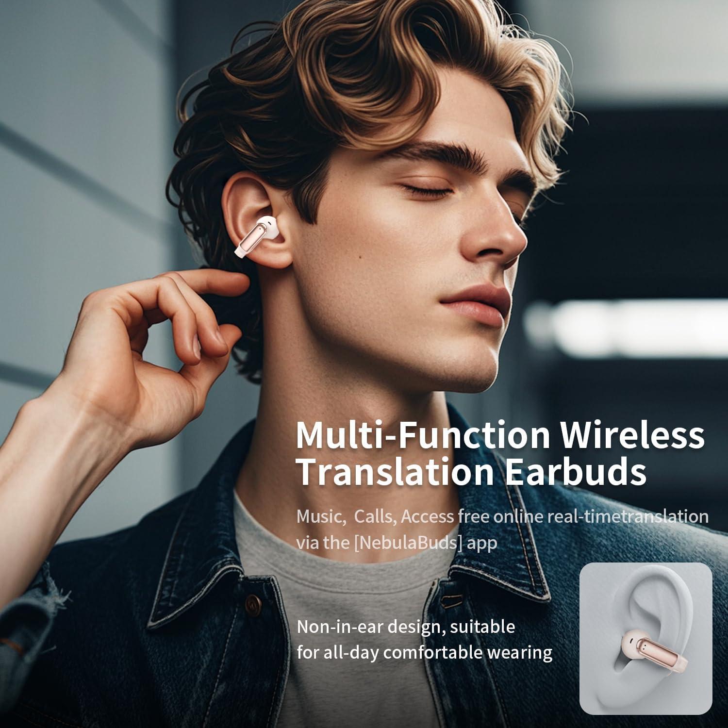 Auriculares de Traducción AI GenXenon Rosa 3-en-1 Bluetooth