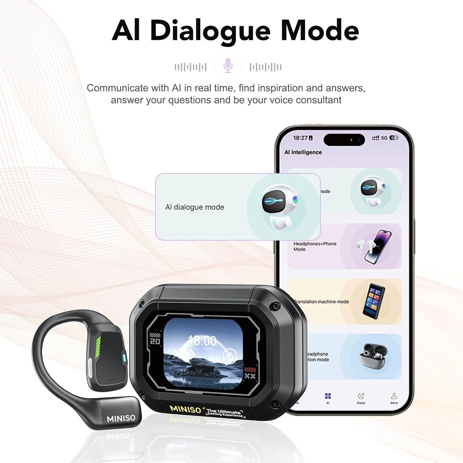 Auriculares de Traducción MINISO M98 Bluetooth 5.4 Negro