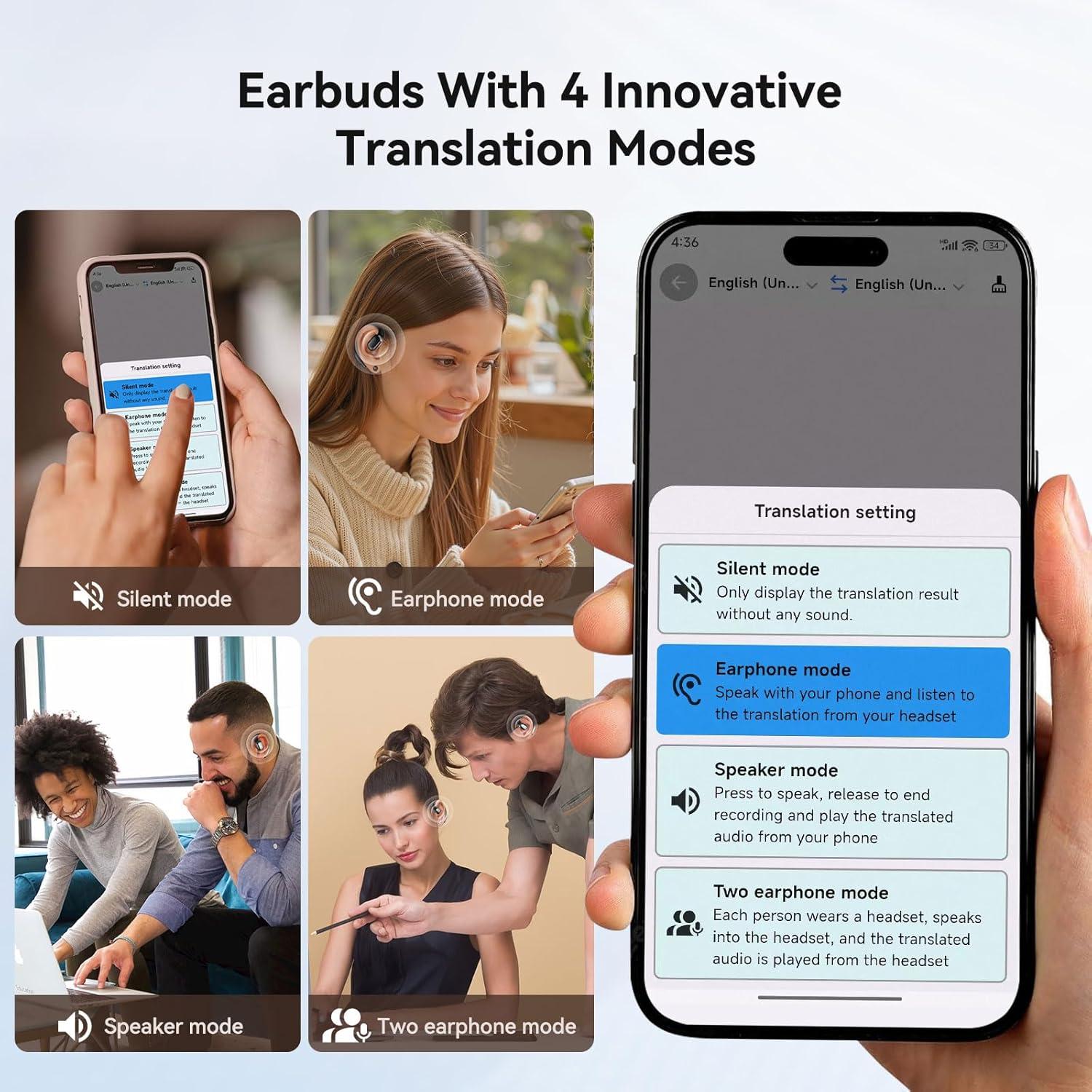 Auriculares Traductores AI Bluetooth Poodeela 144 Idiomas