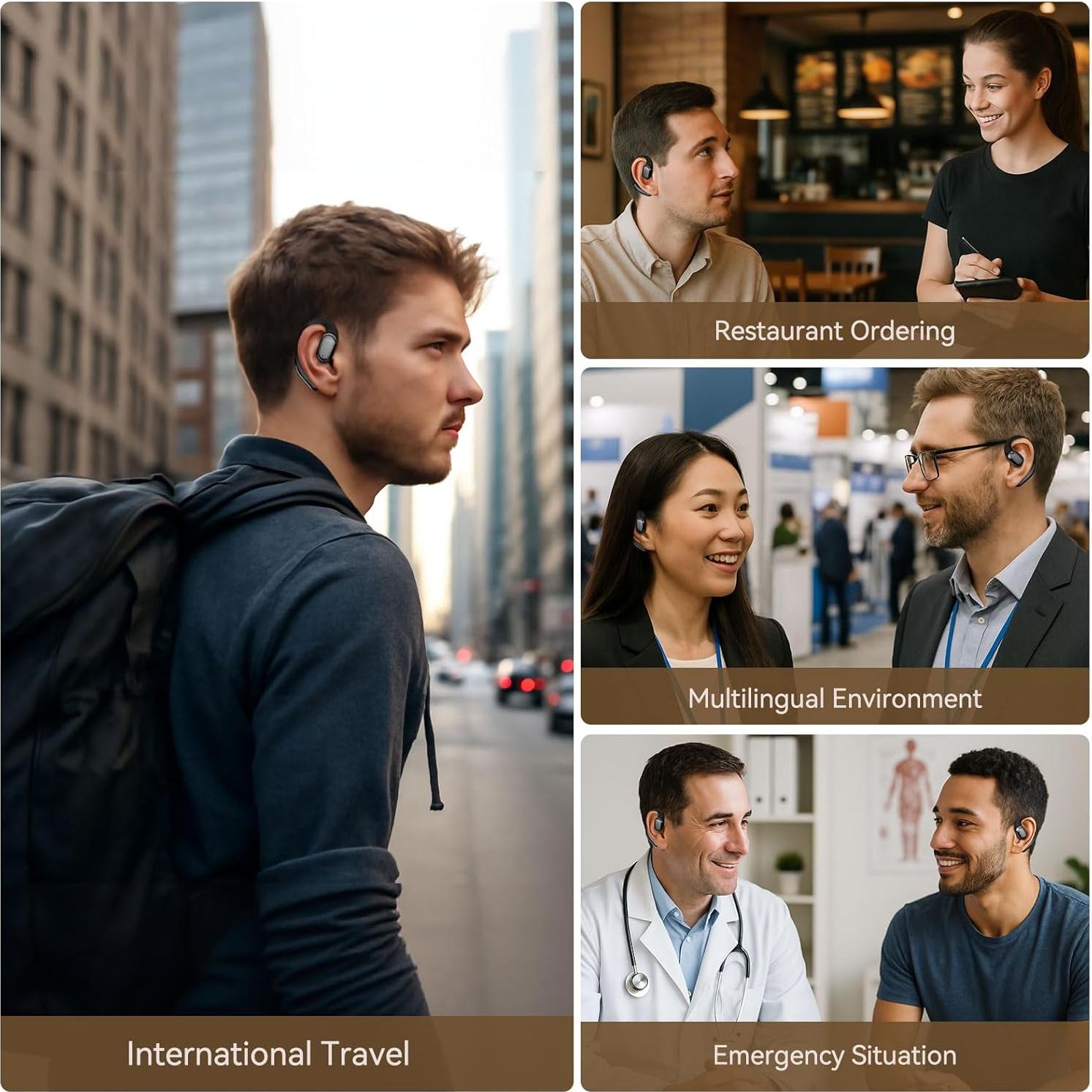 Auriculares Traductores AI Bluetooth Poodeela 144 Idiomas