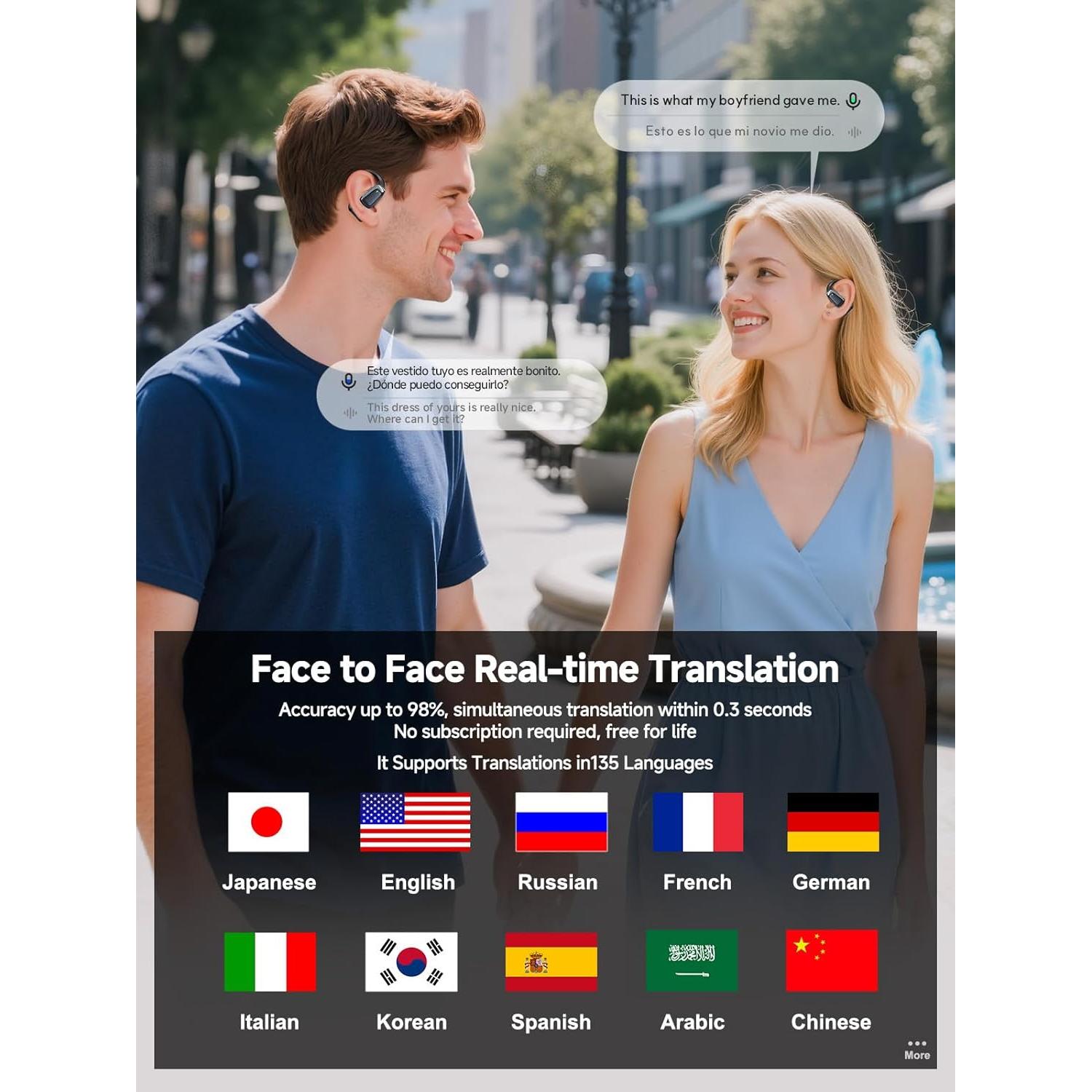 Auriculares Traductores Relxhome XT82 Pro 135 Idiomas Bluetooth