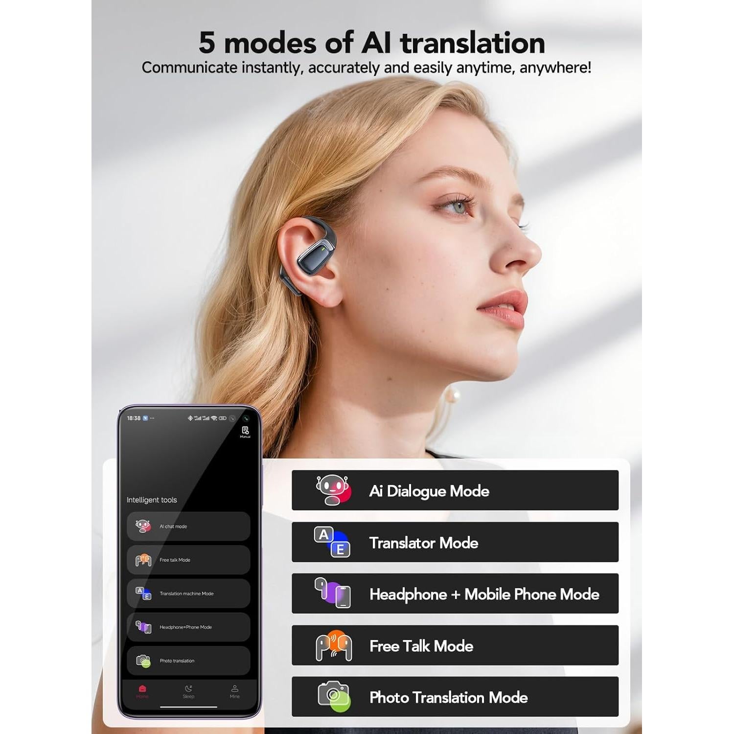 Auriculares Traductores Relxhome XT82 Pro 135 Idiomas Bluetooth