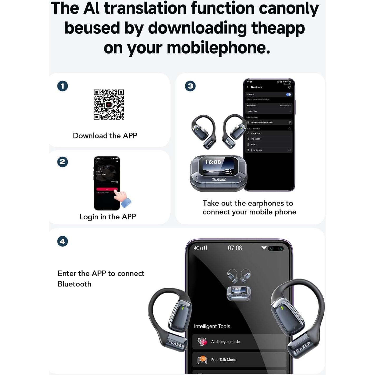 Auriculares Traductores Relxhome XT82 Pro 135 Idiomas Bluetooth