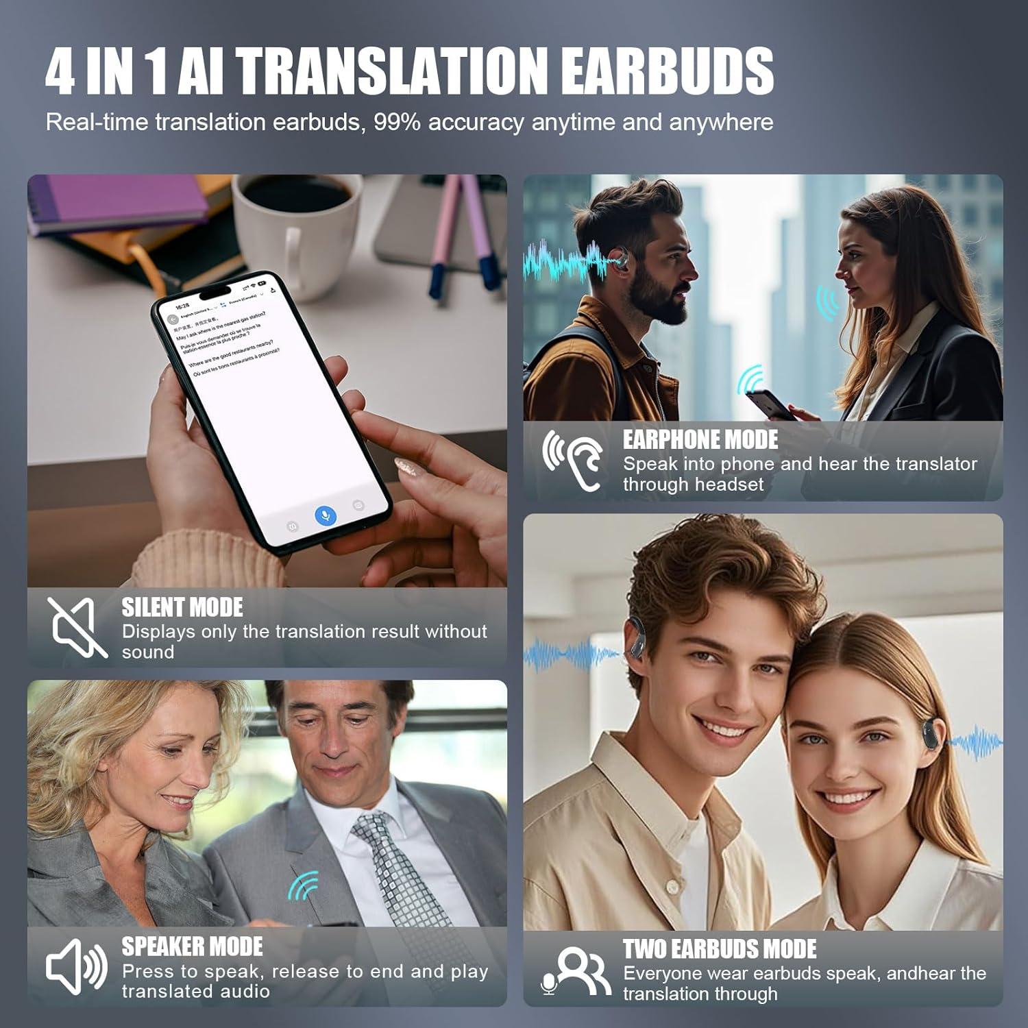Auriculares Traductores AI YOCIECO 144 Idiomas Bluetooth 5.4