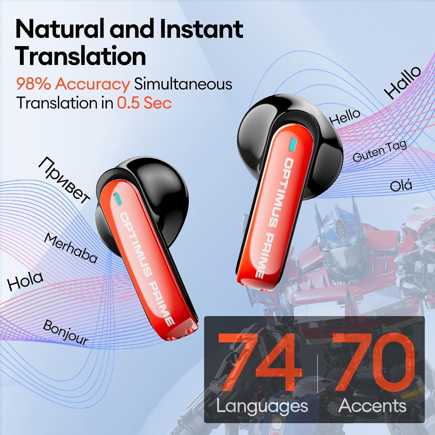 Audífonos Traductores AI Transformers TF-T01 Azul 144 Idiomas