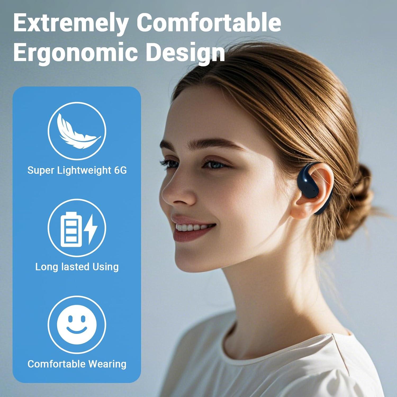 Translation Earbuds Real Time - Souroyea 150 Languages Two-Way AI Translator Open Ear Headphones Device, ENC Noise Cancelling & 10H Playtime for Travel Tour Guide, Business Meeting & School