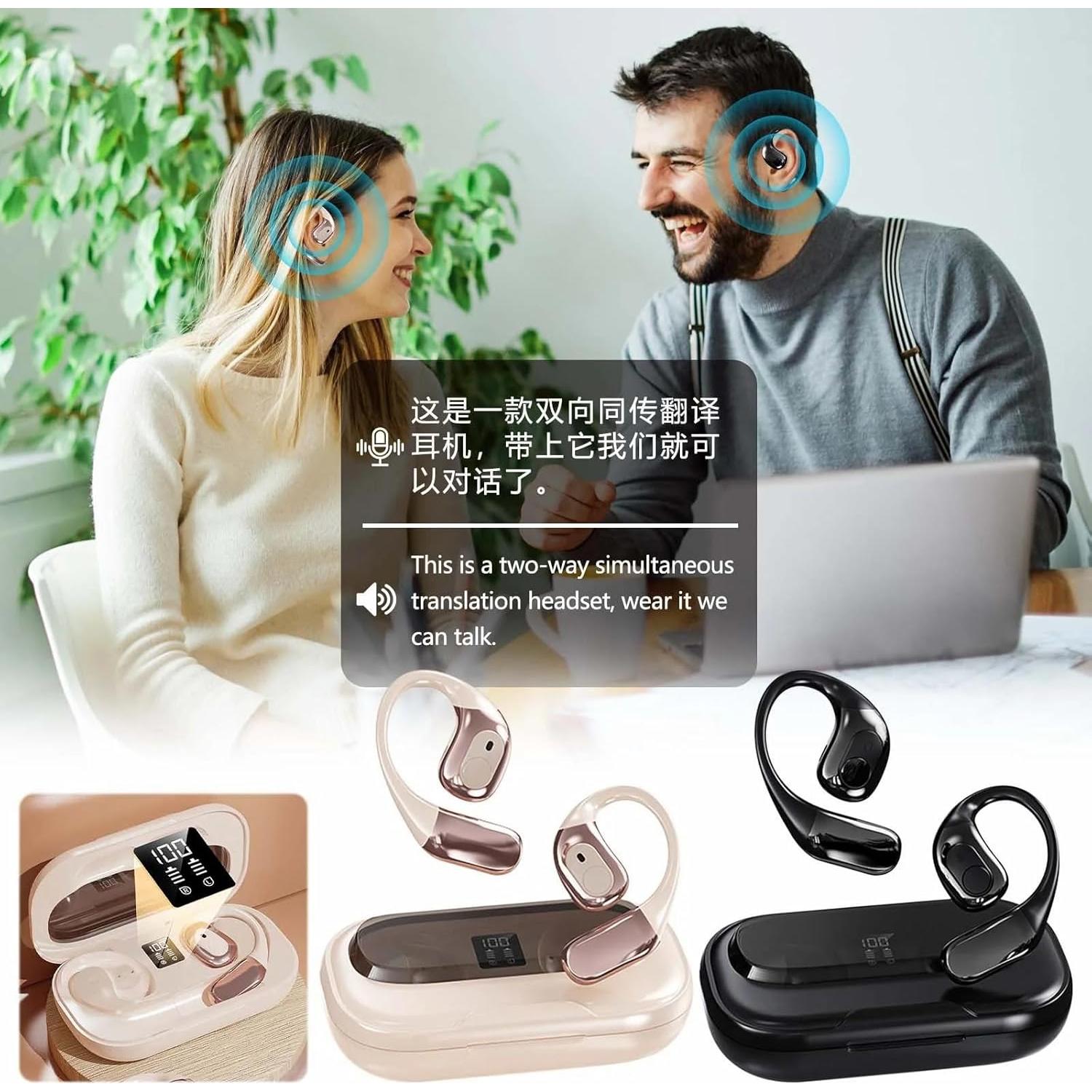 Auriculares Traductores AI QXC YABUDA 144 Idiomas Blanco