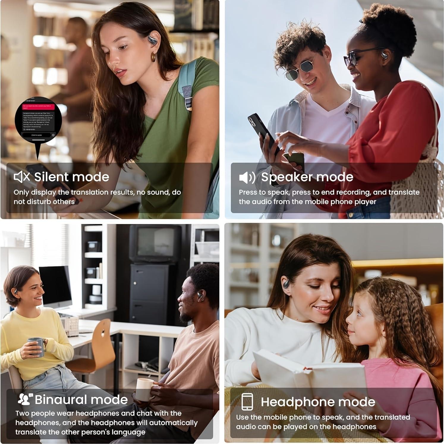 Auriculares Inalámbricos de Traducción AI 3 en 1 Negro