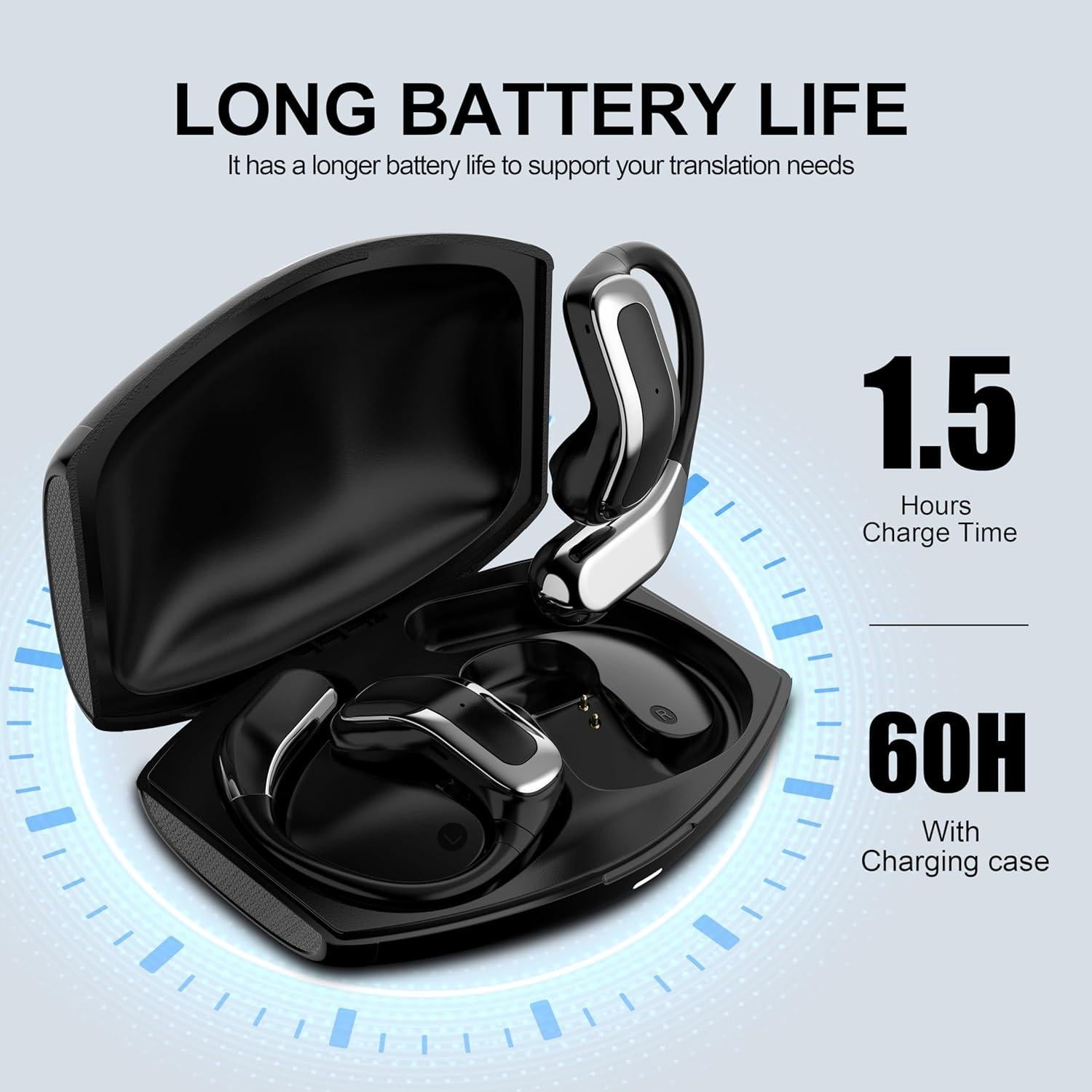 Auriculares Traductores AI OWS Negro 144 Idiomas Tiempo Real