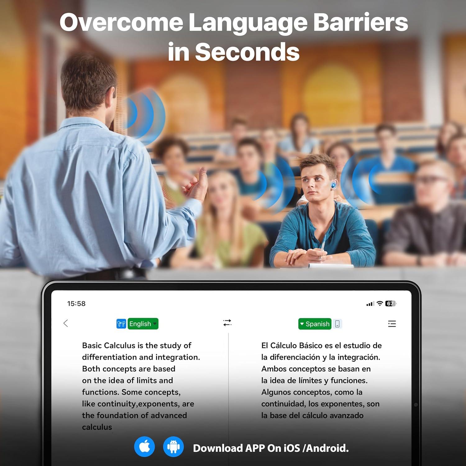 Auriculares Traductores AI OWS Negro 144 Idiomas Tiempo Real