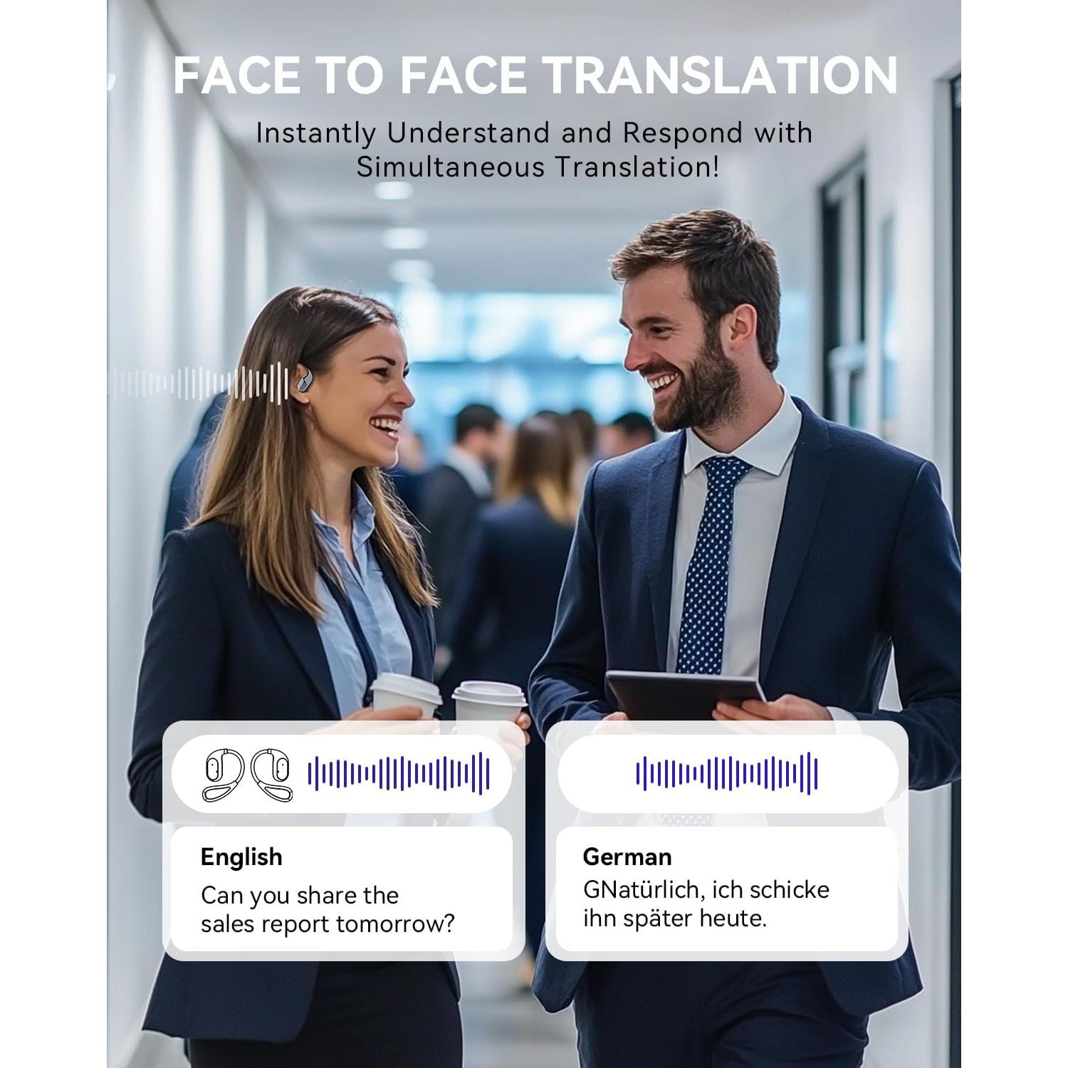 Auriculares Traductores EAKKOR 150 Idiomas 60h Batería HD