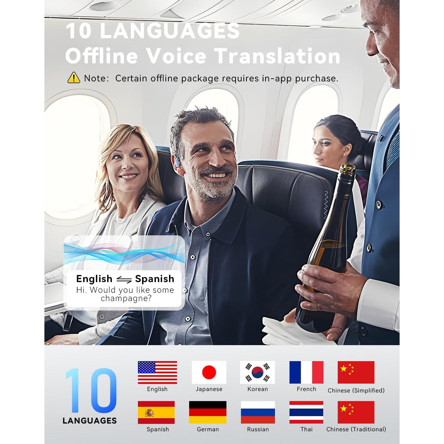 Auriculares Traductores EAKKOR 150 Idiomas 60h Batería HD