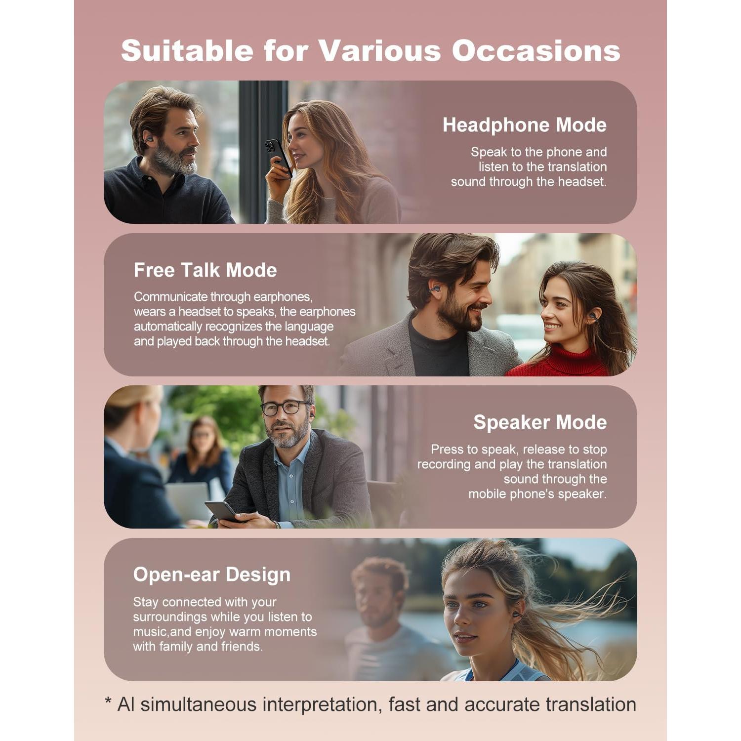 Auriculares Traductores Inalámbricos AMINY U9 Bluetooth 5.4