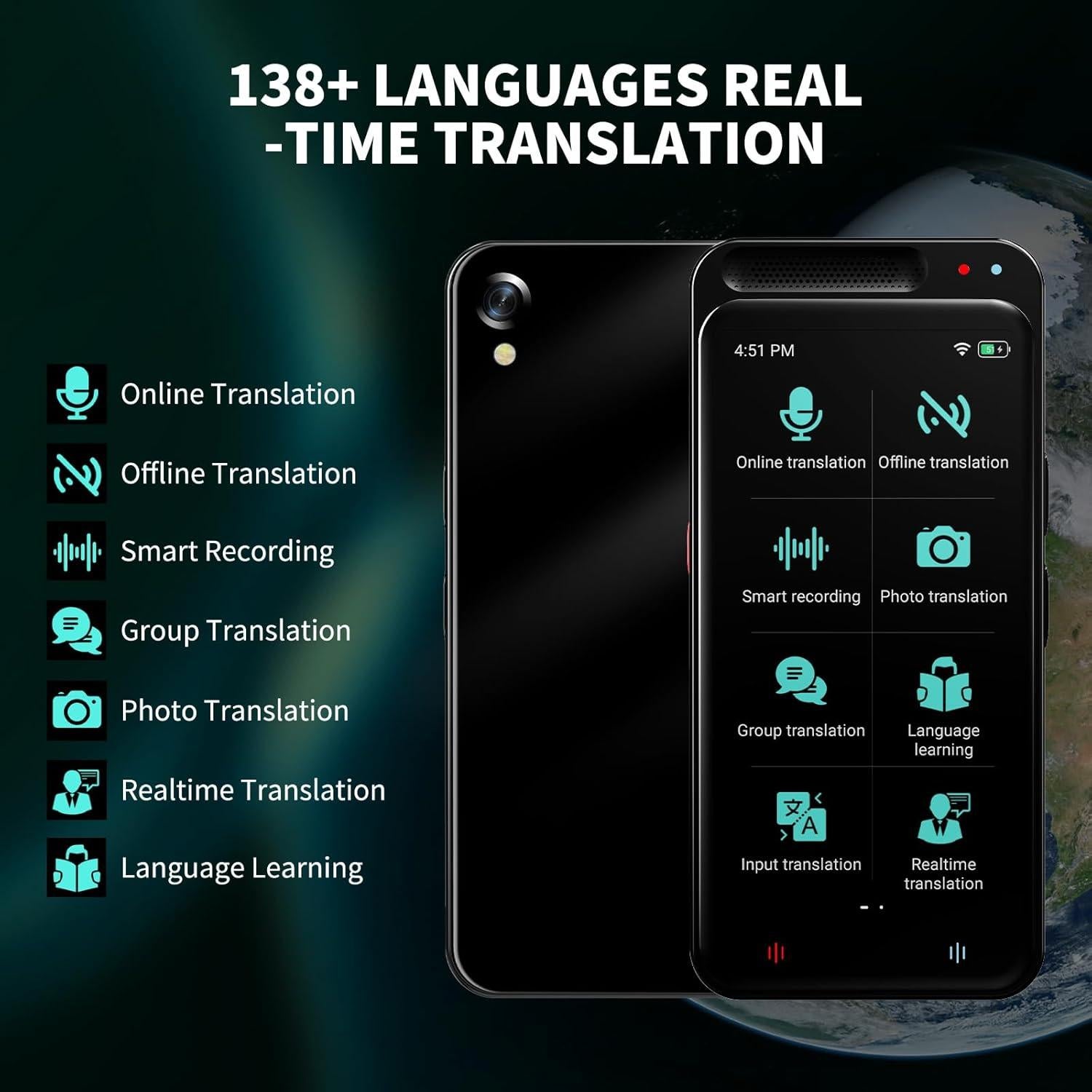 Language Translator Device No WiFi Needed, Upgraded ChatGpt AI Translator Two Way Real Time Voice Translation with 138+ Languages Offline&Recording&Photo＆Text Translation for Business Learning Travel