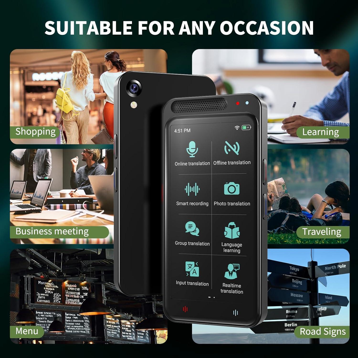 Language Translator Device No WiFi Needed, Upgraded ChatGpt AI Translator Two Way Real Time Voice Translation with 138+ Languages Offline&Recording&Photo＆Text Translation for Business Learning Travel