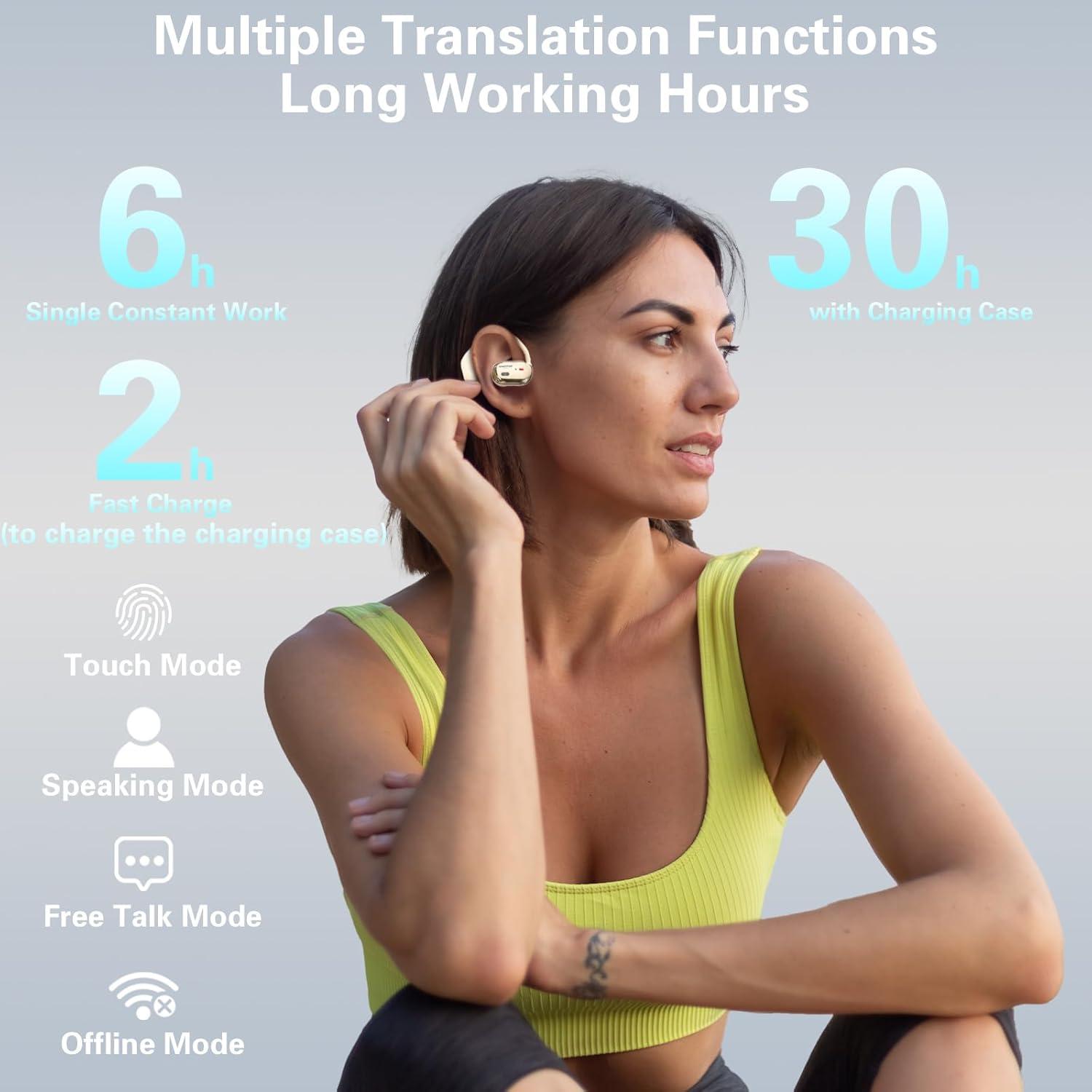 Auriculares de Traducción SIOTMERA K120, 144 Idiomas, BT5.4, Blanco