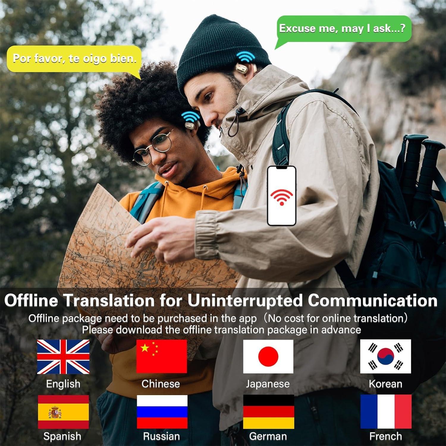 Auriculares de Traducción SIOTMERA K120, 144 Idiomas, BT5.4, Blanco
