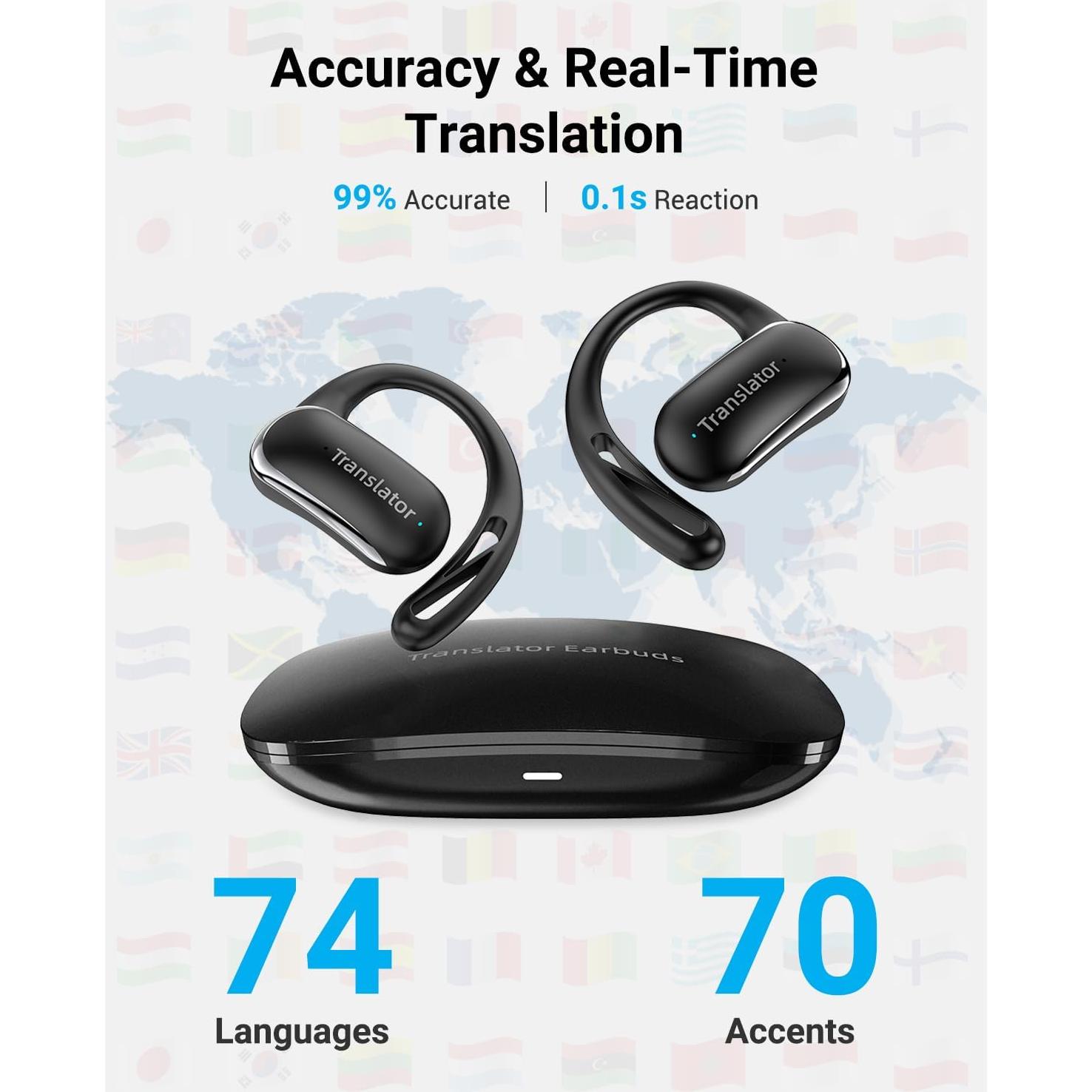 Auriculares Traductores Xupurtlk F56 Negro 144 Idiomas