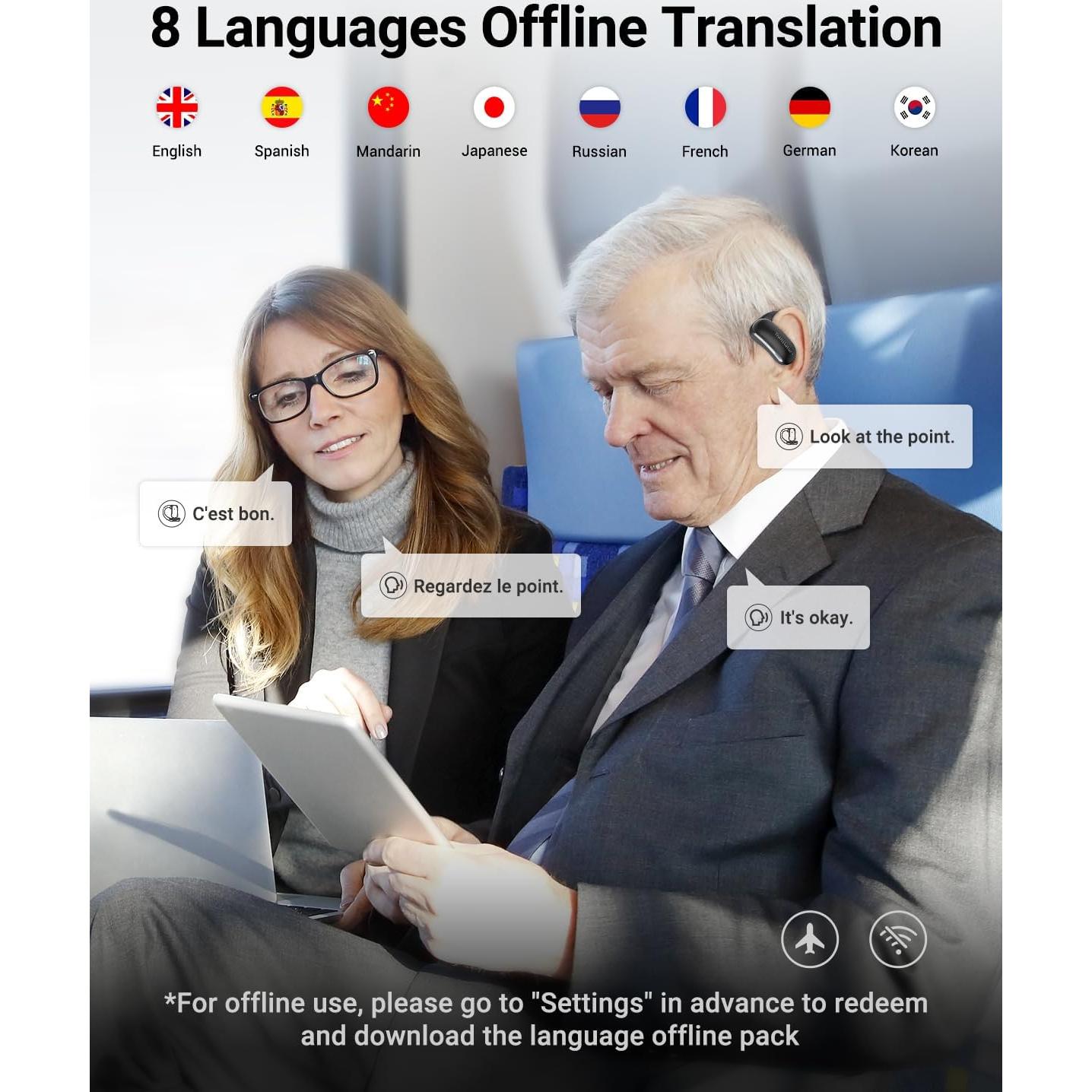 Auriculares Traductores Xupurtlk F56 Negro 144 Idiomas