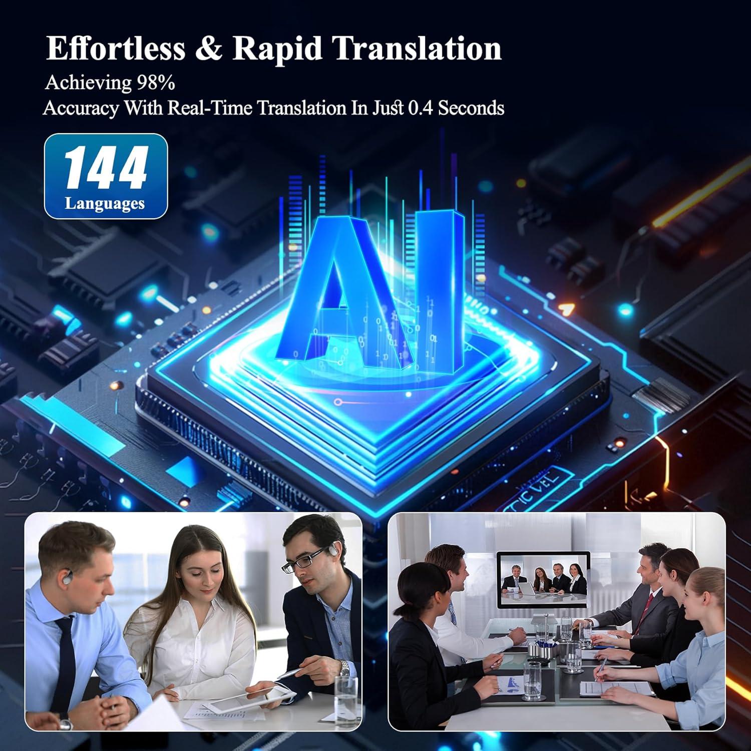 Auriculares Traductores AI OWS Inalámbricos 144 Idiomas Beige